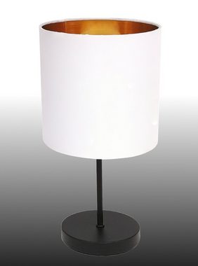 TRANGO LED Tischleuchte, LED wechselbar, 2018-10W Nachttischlampe *SOUL* Stoffschirm Tischleuchte in Weiß-Gold inkl. Kabelschalter & E27 Lampenfassung, Lampe, Fensterbank Leuchte, Nachttischleuchte, Schreibtischleuchte, Tischlampe