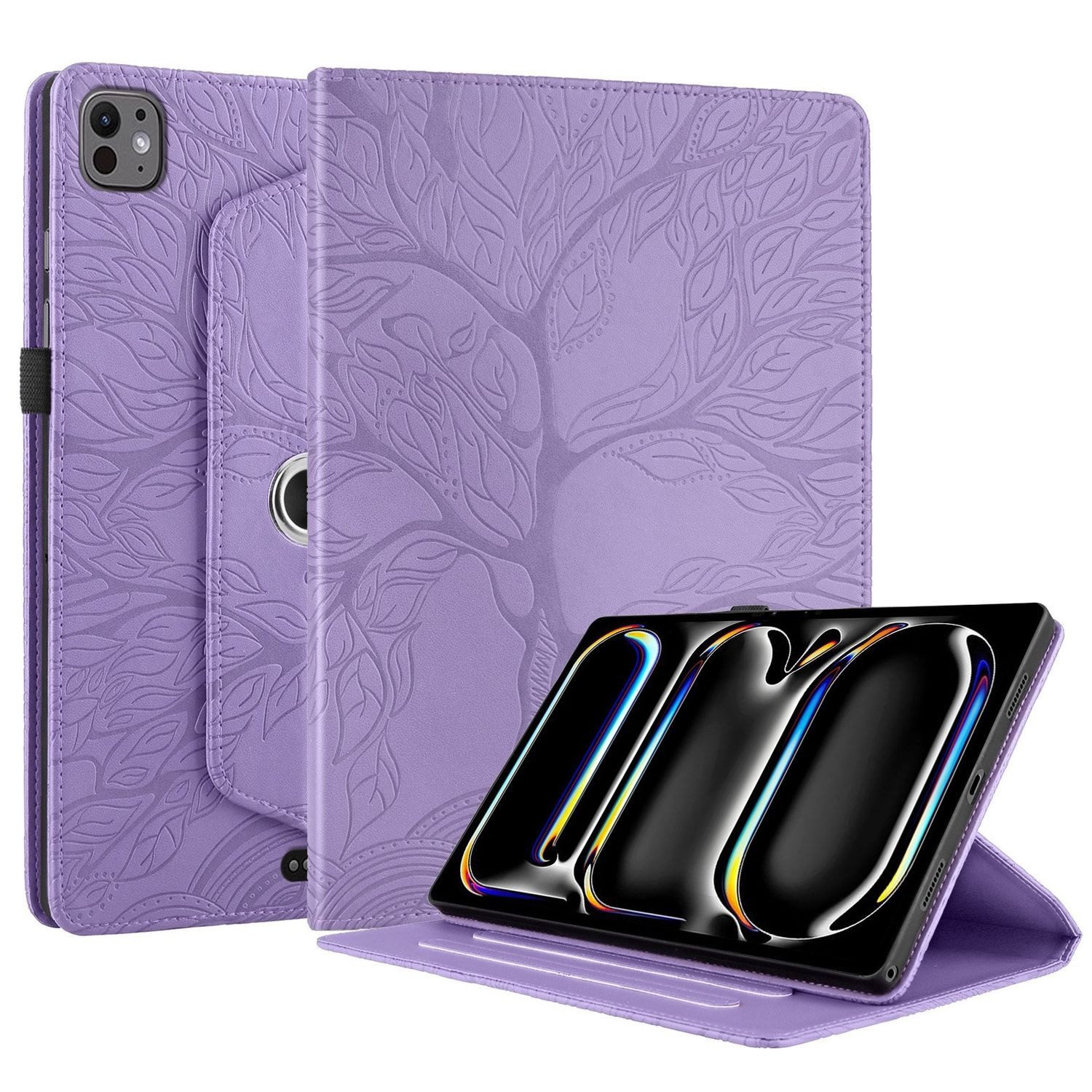 Wigento Tablet-Hülle Für Apple iPad Pro 13 2024 360 Grad Baum Motiv Kunstleder Hülle Tasche
