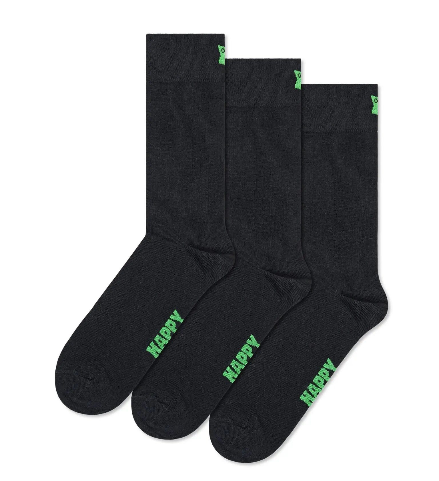 Happy Socks Socken Tagessocke Crew Solid schwarz - 3 Paar günstig online kaufen