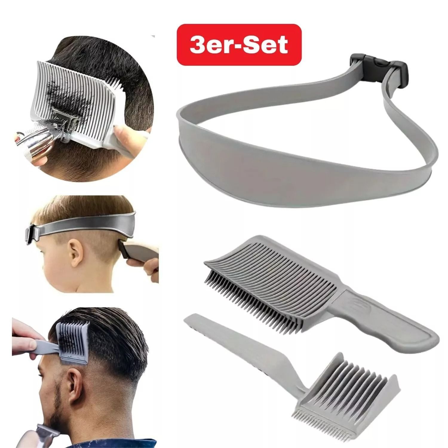 SQAUT® Haar- und Bartschneider Haarschneidehilfe Set Haarschnitt Gradierhilfe schablone Frisierhilfe, 3er-Set Übergang Kamm
