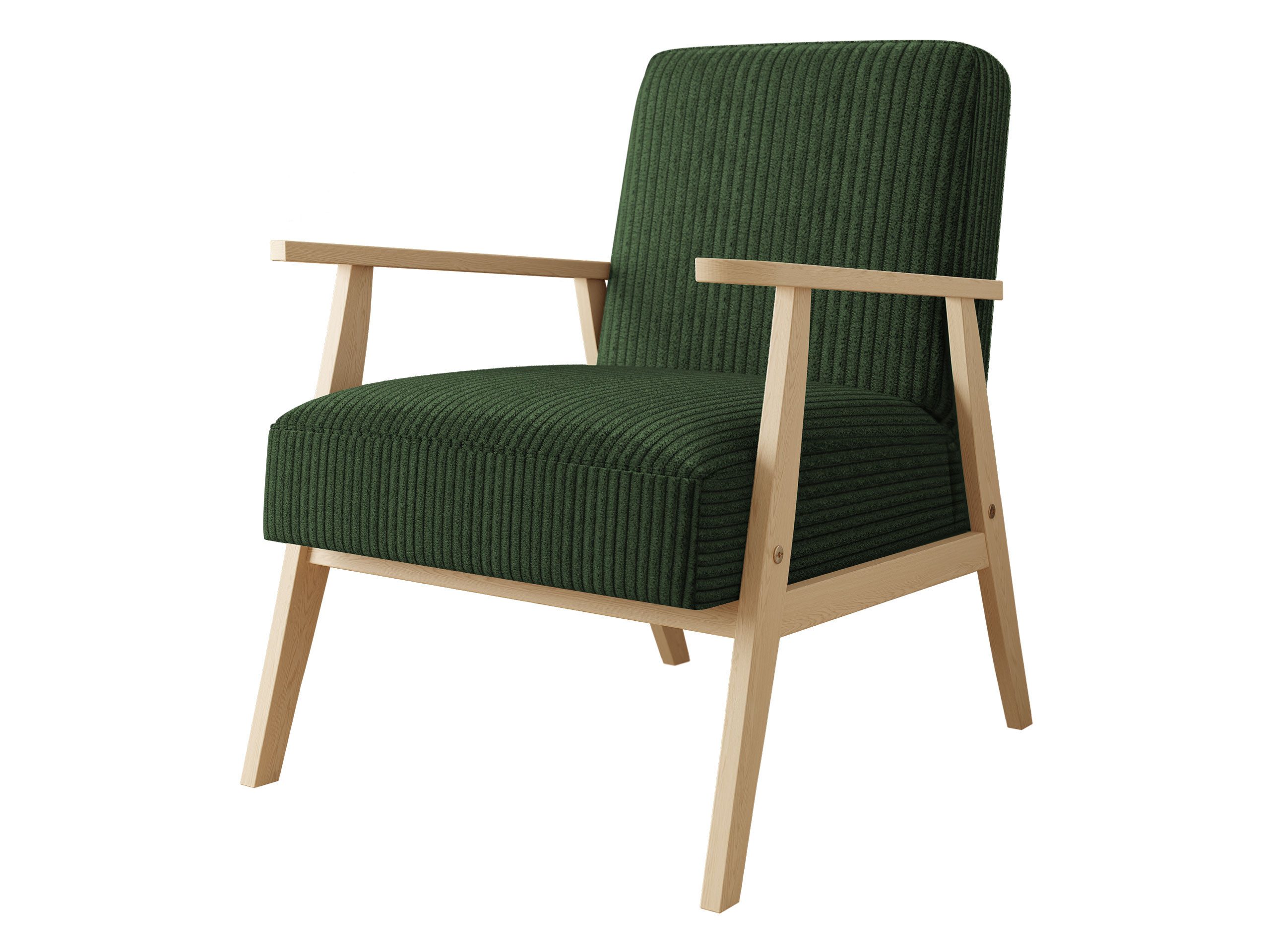 MIRJAN24 Sessel Retro Cord (mit Wellenfeder), mit Holzarmlehne, Lehnstuhl