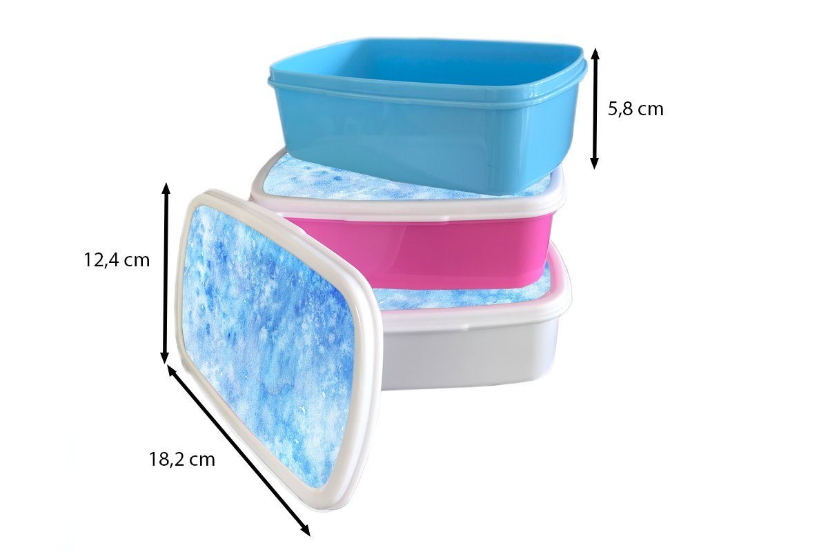 Blau und für Weiß - und Kinder Erwachsene, Brotbox Aquarell - Brotdose, Jungs Farbton, (2-tlg), Mädchen für Kunststoff, - MuchoWow Lunchbox