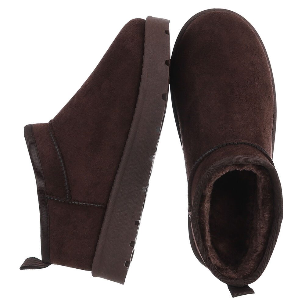 Ital-Design Bequeme Damenfreizeitschuhe mit praktischem Design Snowboots (90624820) Flach Plateaustiefeletten in Braun