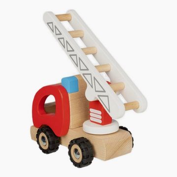 goki Spielzeug-Feuerwehr Feuerwehr Leiterwagen, robuste Holzfeuerwehr