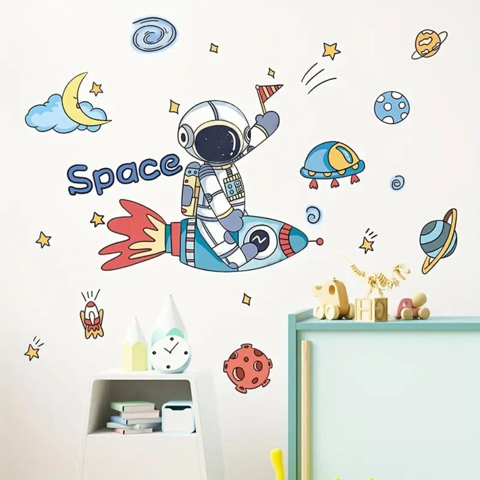 Montegoni Wandsticker Kreativer Wandaufkleber – Cartoon Astronaut, Selbstkl günstig online kaufen