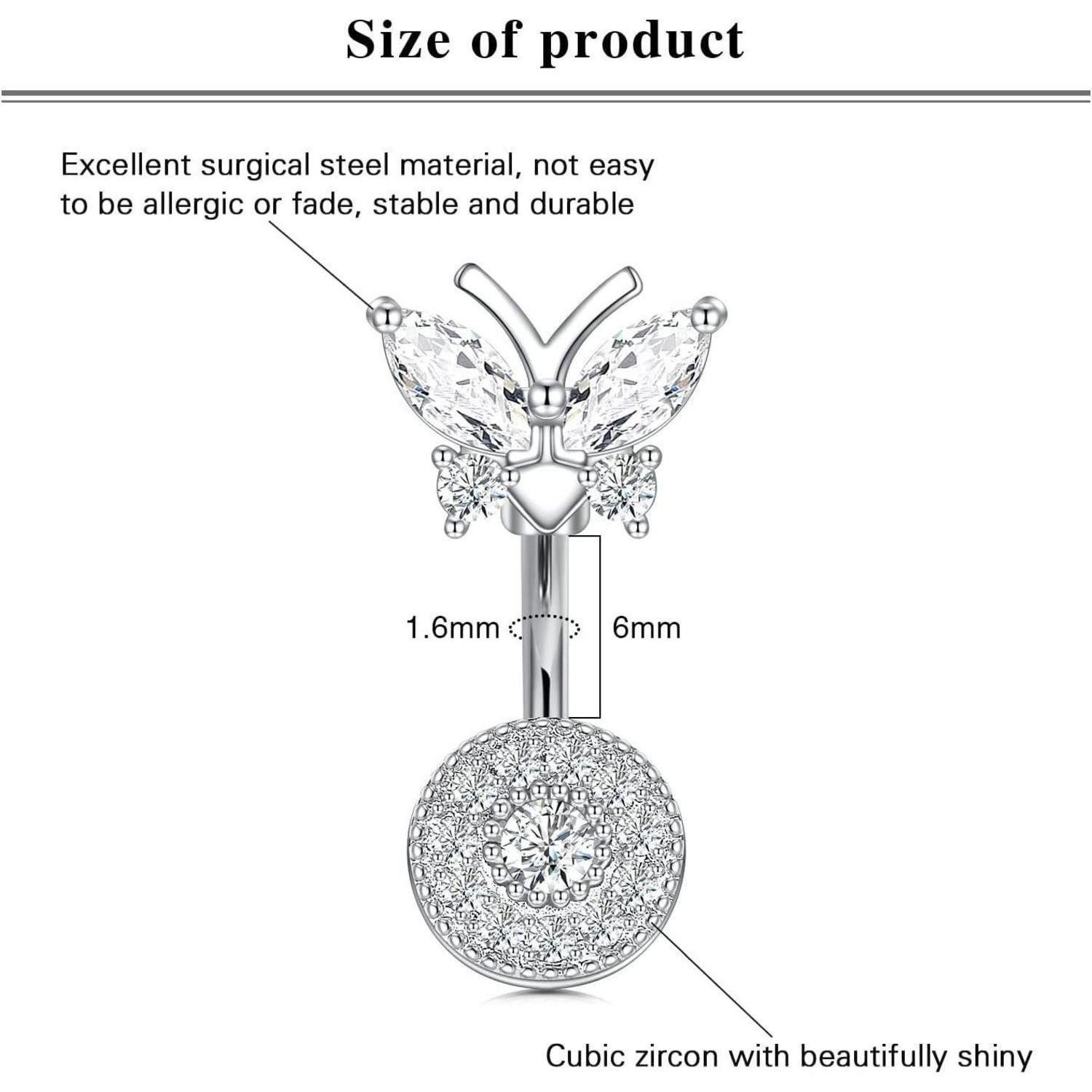 LuxusKollektion Bauchnabelpiercing-Set Bauchnabelpiercing 14G Chirurgenstahl Bananabell kurz 5Stk 3stk Silber