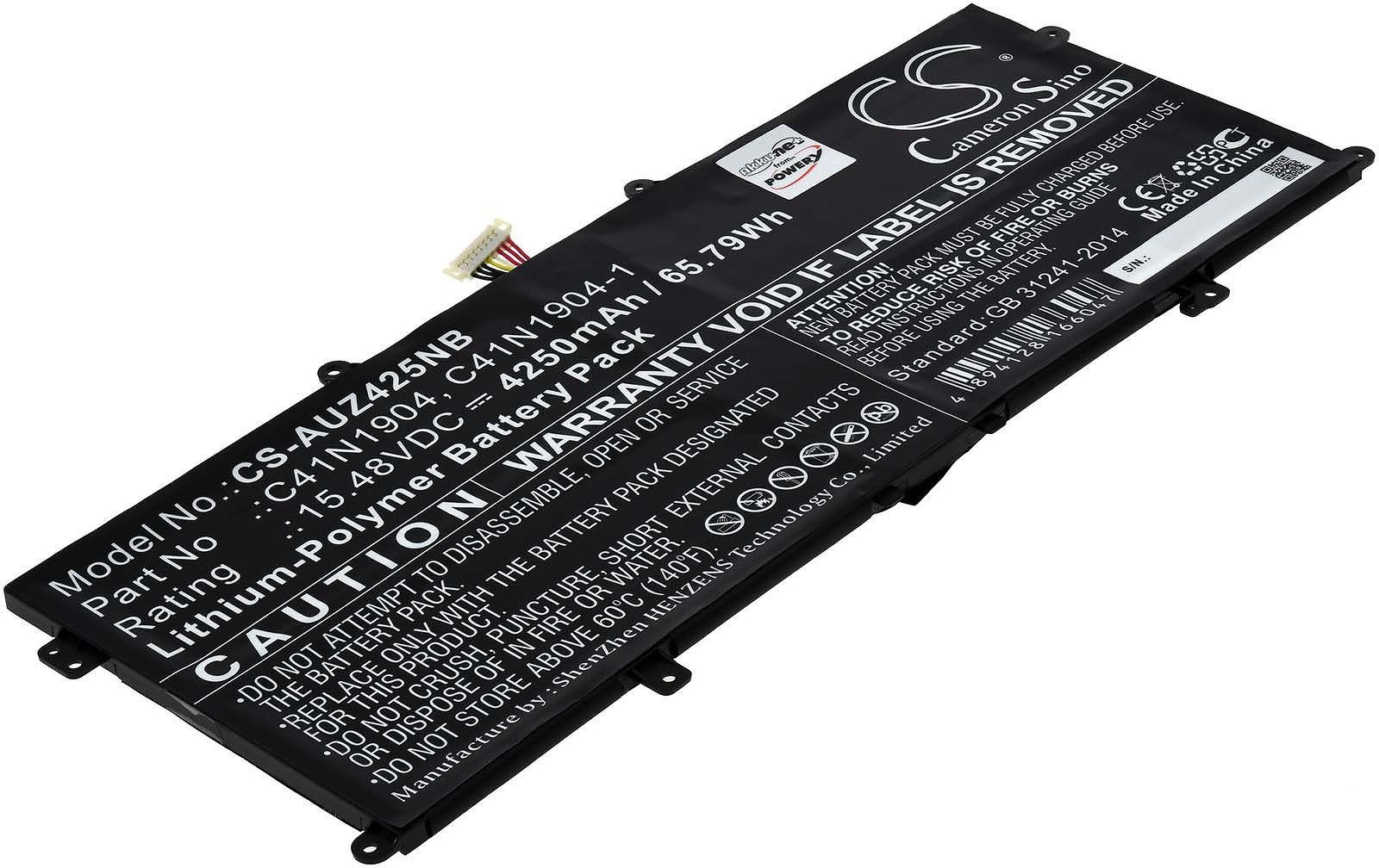 Powery Akku für Asus ZenBook 14 UX425EA-HM093T Laptop-Akku 4250 mAh (15.48 V)