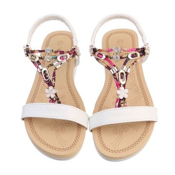 Ital-Design Damen Freizeit Riemchensandalette Keilabsatz/Wedge Keilsandaletten in Weiß