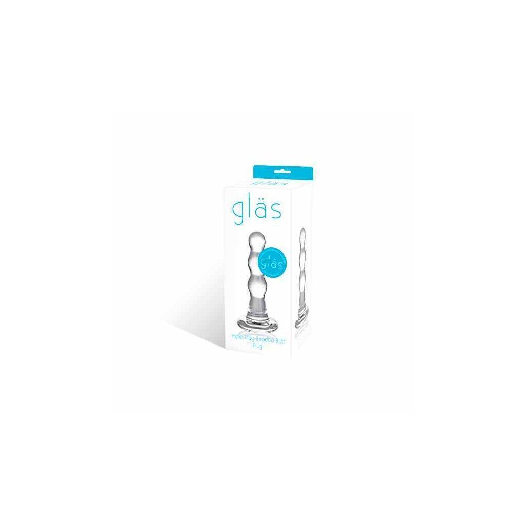 perlenförmiger Beaded Analplug Glas - Play Plug, Glas Butt Triple Glass Analplug