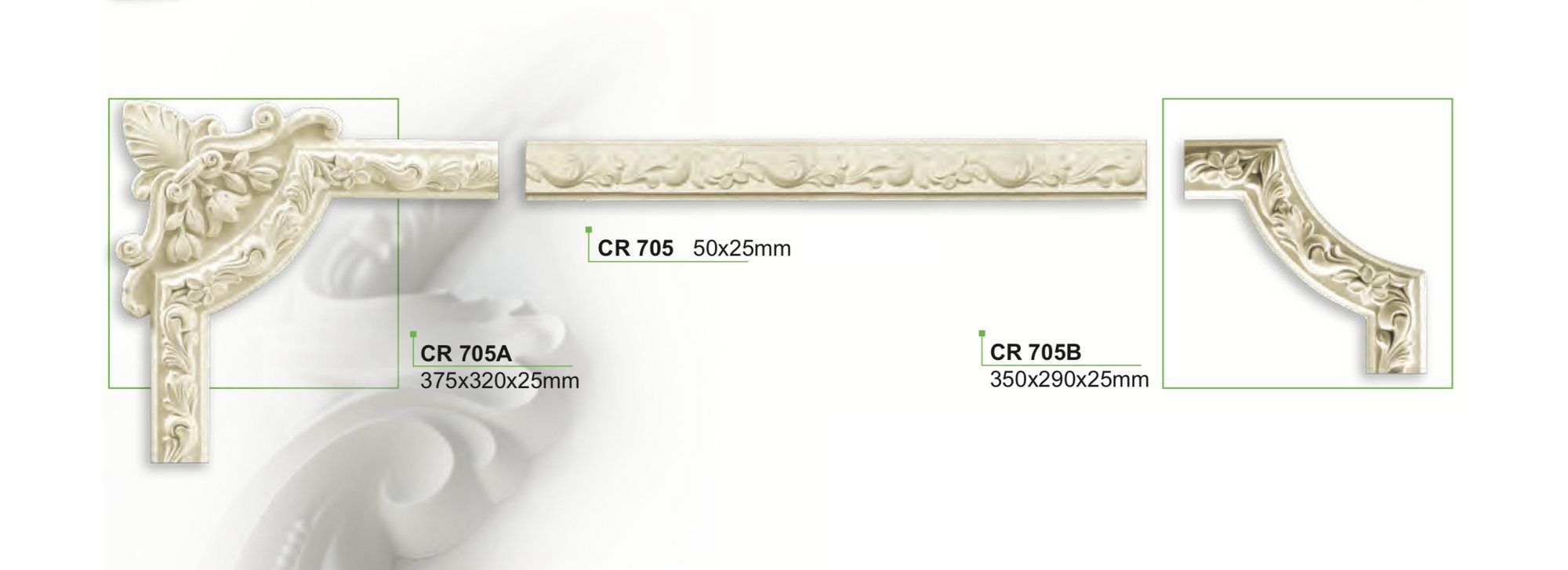 Flachleiste, vorgrundiert Zierprofil weißes Deckenumrandung & stoßfest, CR705 50x25mm - hart - Decor Wandleiste aus und CR705, Grand Meter Stuckleiste PU Wand- / 2