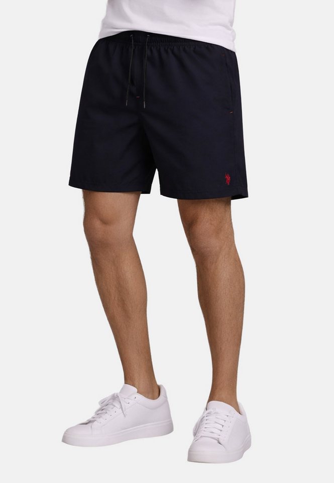 U.S. Polo Assn. Badeshorts USChrys - Schwimmshorts mit Netzfutter und Kordelzug Leichte Badehose mit elastischem Bund und Allover-Logo