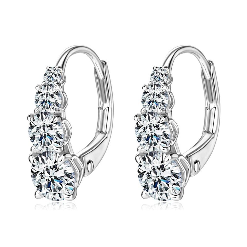 Paar Creolen Funkelnde Moissanit Damen Creolen Ohrringe 18K Gold