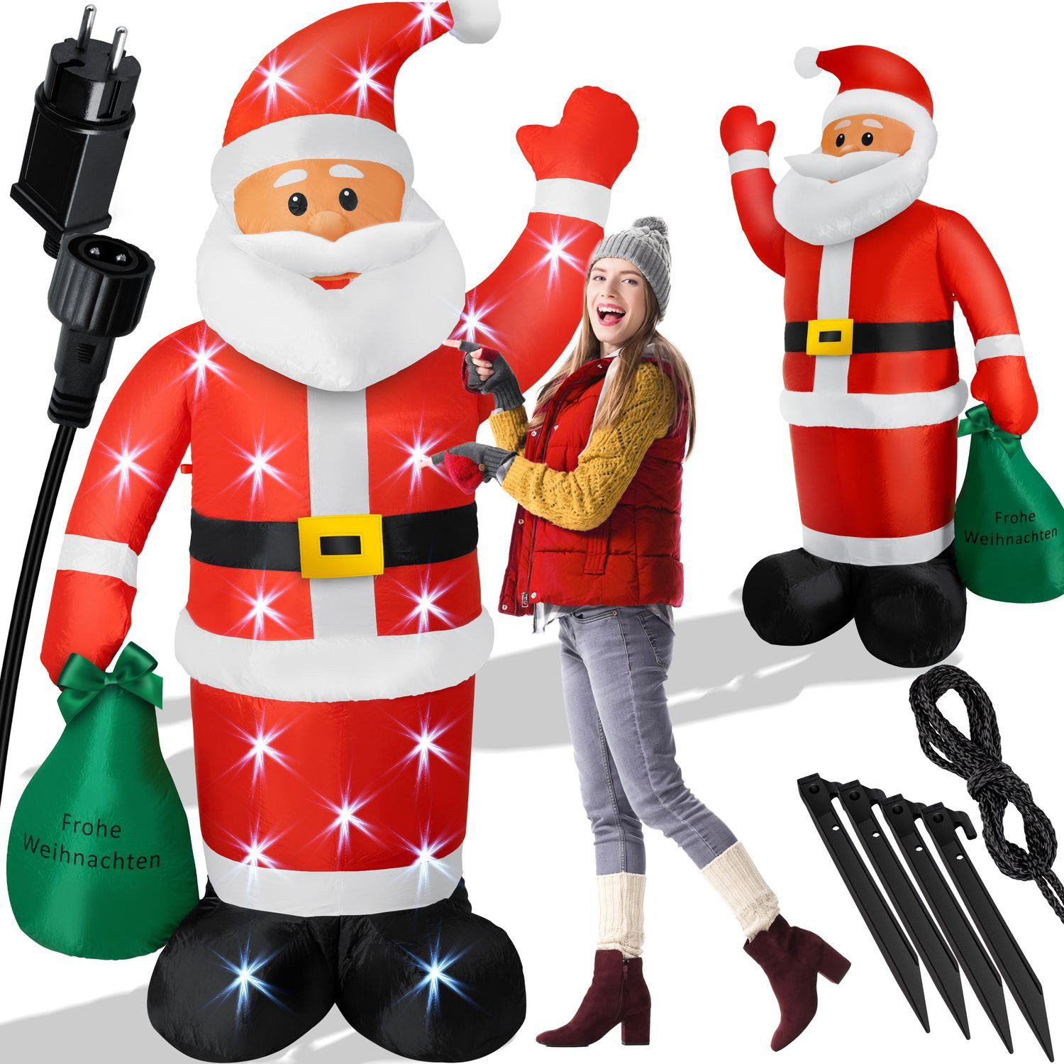 KESSER Weihnachtsfigur, Aufblasbarer Weihnachtsmann XXL LED beleuchtet + Be günstig online kaufen