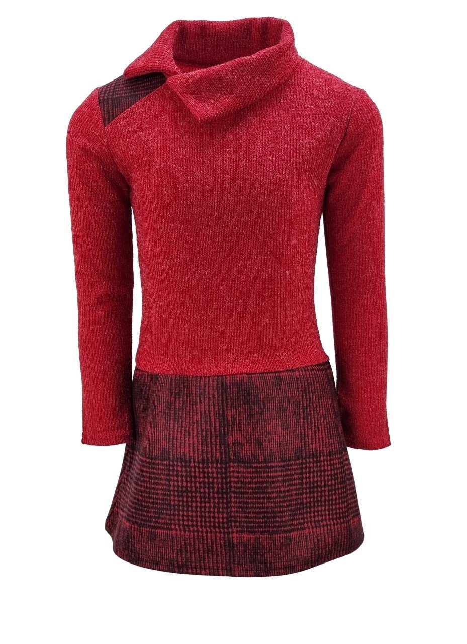 Girls Fashion A-Linien-Kleid Mädchen Kleid Strickkleid Winterkleid K36 Rot