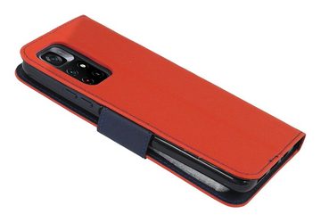 cofi1453 Handyhülle Hülle "Fancy" für XIAOMI POCO M4 PRO 5G Rot-Blau 6,6 Zoll, Kunstleder Schutzhülle Handy Wallet Case Cover mit Kartenfächern, Standfunktion