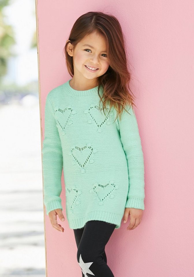 KIDSWORLD Strickpullover Pulli für kleine Mädchen gestricktem Herzchenmuster