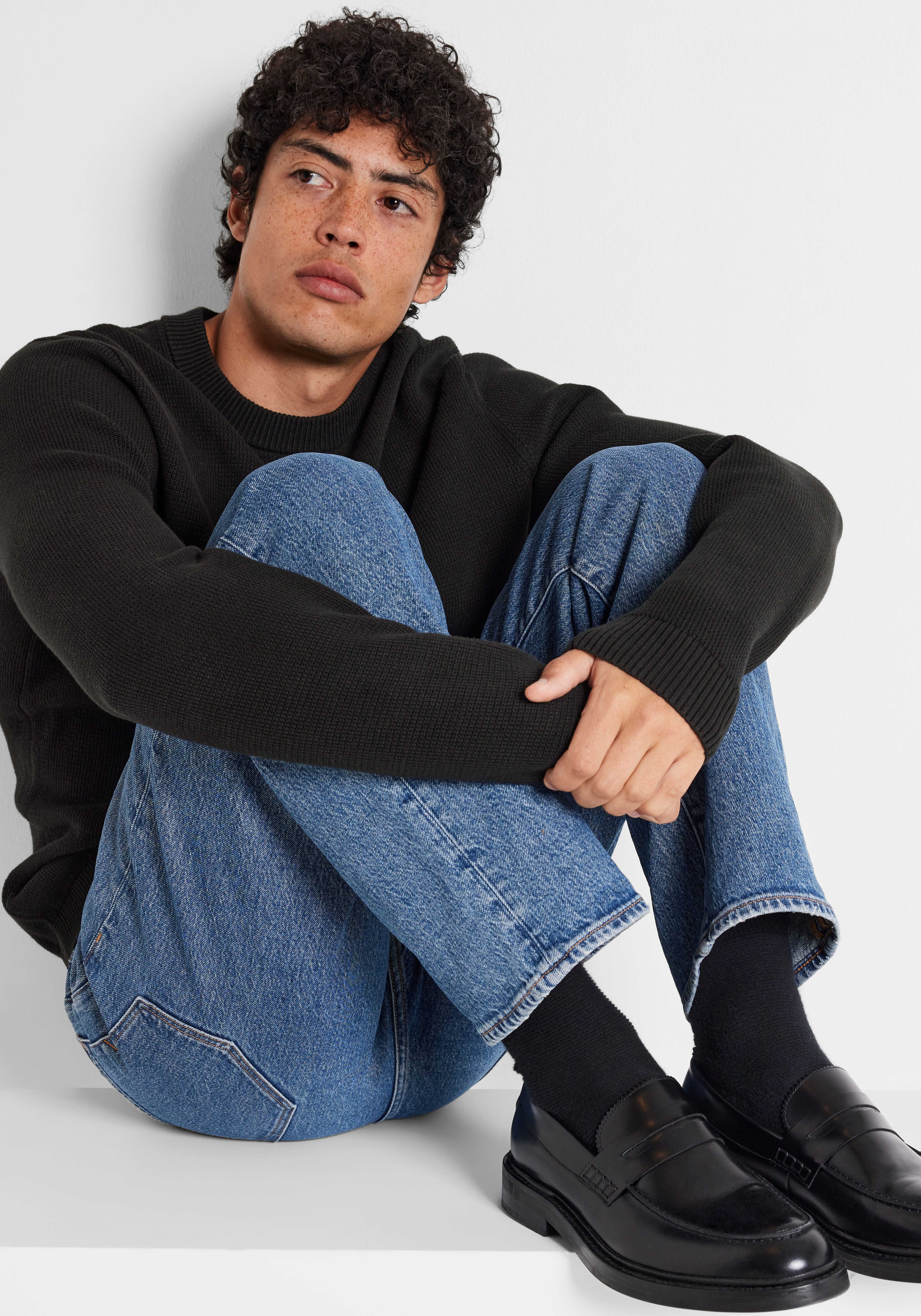 Selected Rundhalspullover SLHDANE LS KNIT STRUCTURE CREW NECK NOOS Baumwolle, regular fit