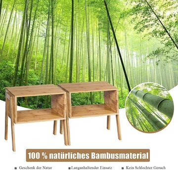 KOMFOTTEU Beistelltisch Nachttisch (2er Set), aus Bambus, 40×29×42 cm