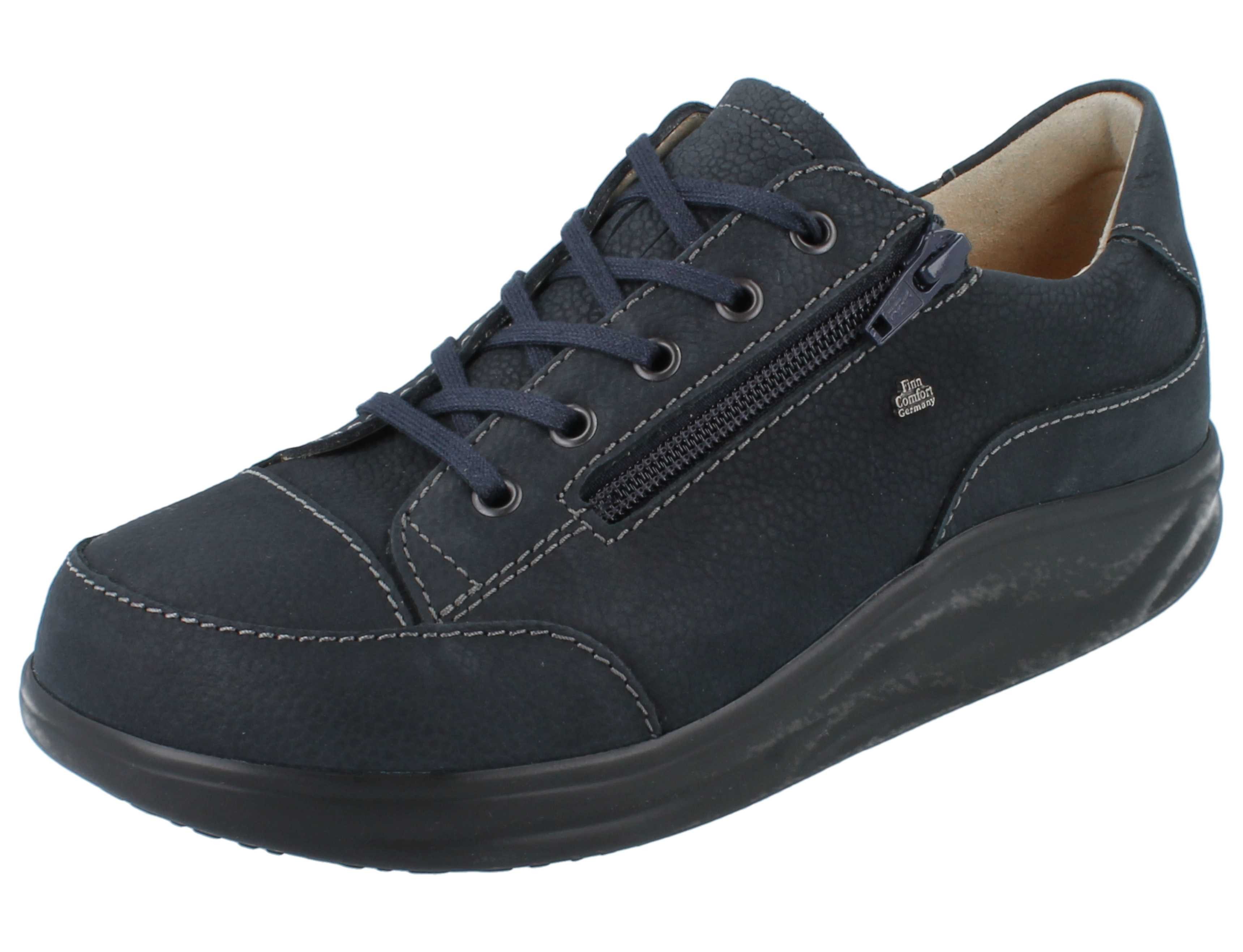 Finn Comfort FINN COMFORT FINNAMIC Hachiouji Damen Schnürschuhe blau genarbtes Schnürschuh Wechselfußbett