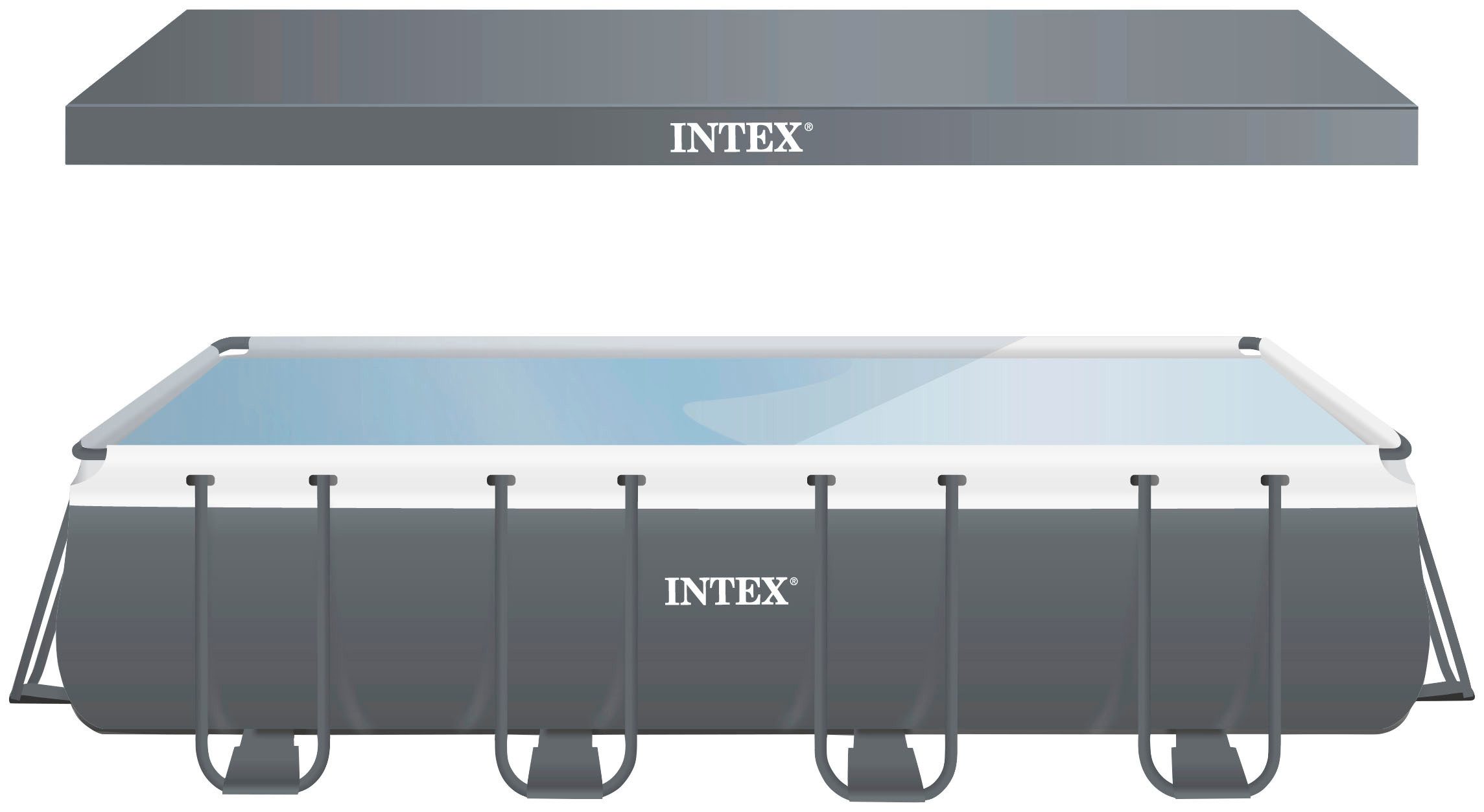 Intex Rechteckpool »Framepool«549x274x132 cm (Set), inkl. Luftmatratze Rainbow Seashell Float