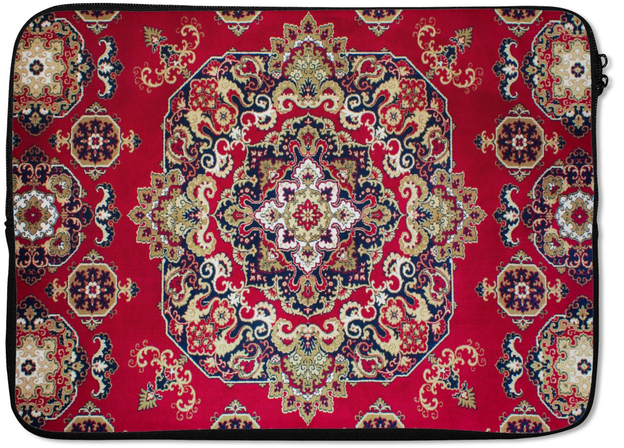 MuchoWow Laptop-Hülle Persische Teppiche - Teppiche - Mandala - Rot 13.3 Zoll, Laptopsleeve, weiches Innenfutter zum Schutz Kratzern, Laptoptasche