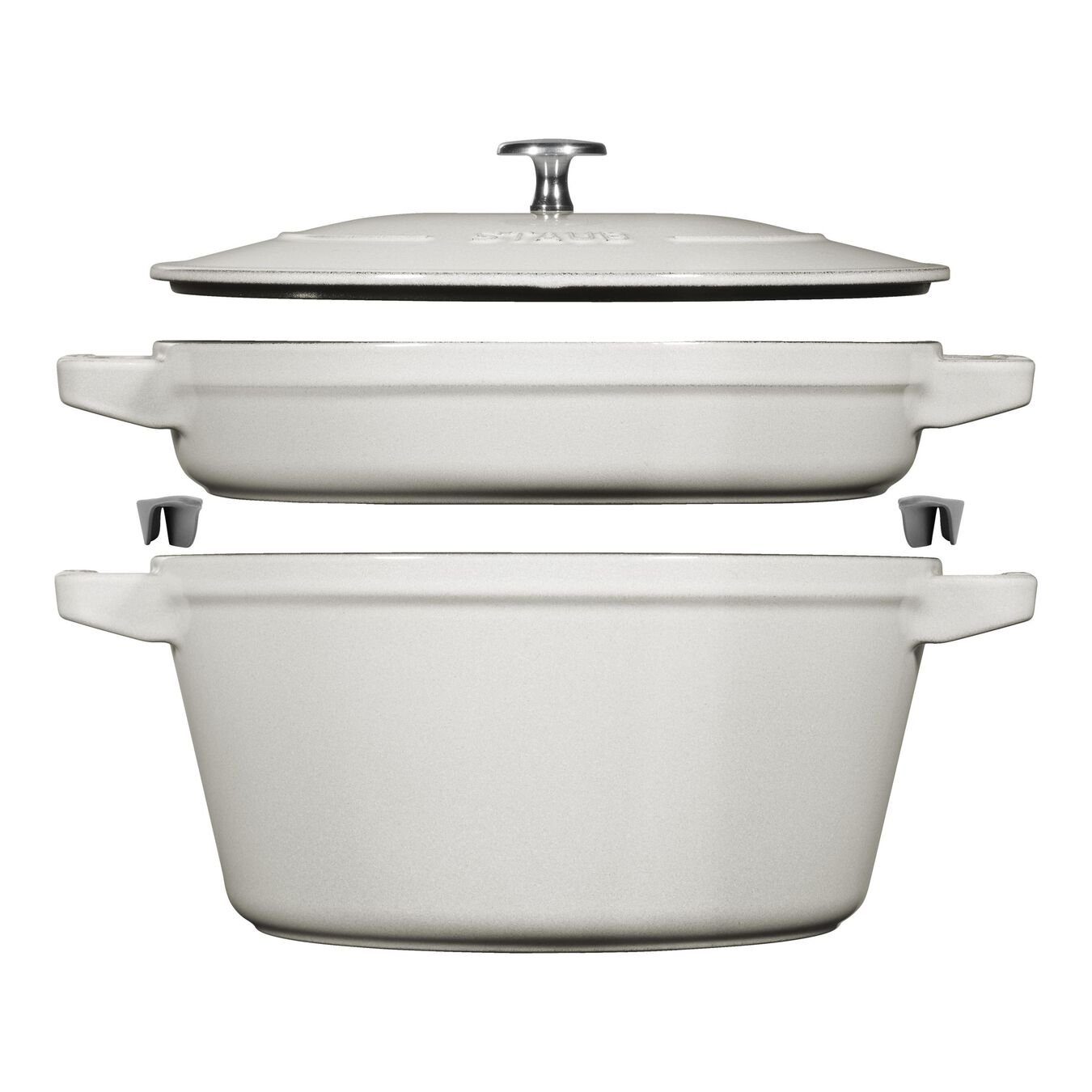 Kochtopf Staub La Cocotte Kochtopfset, 2-tlg rund Gusseisen Weisser Trüffel Kochtopf Topf