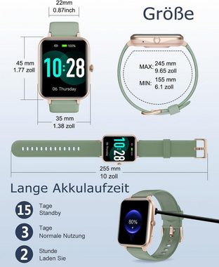 GRV Smartwatch (Andriod iOS), Fitnessuhr mit Herzfrequenzmessung Schrittzähler Schlafmonitor