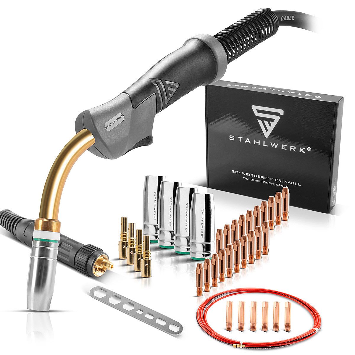 STAHLWERK Elektrowerkzeug-Set MIG MAG Alu-Set AK25 MB25 Schweißbrenner