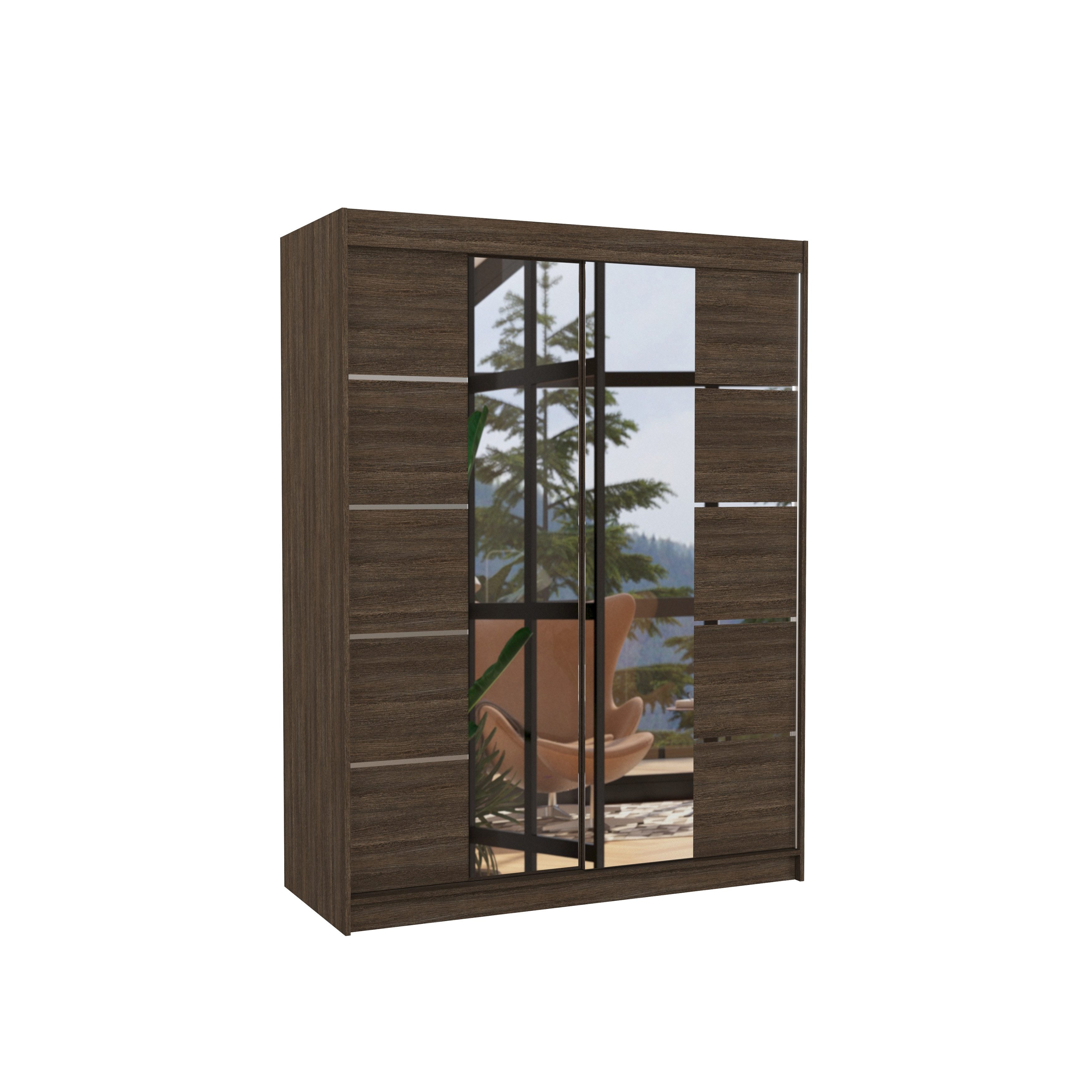 MOEBLO Schiebetürenschrank Sonic (Moderner Schwebetürenschrank SONIC mit Spiegel – Stauraumwunder für Schlafzimmer und Flur) (BxHxT): 150 x 200 x 58 cm