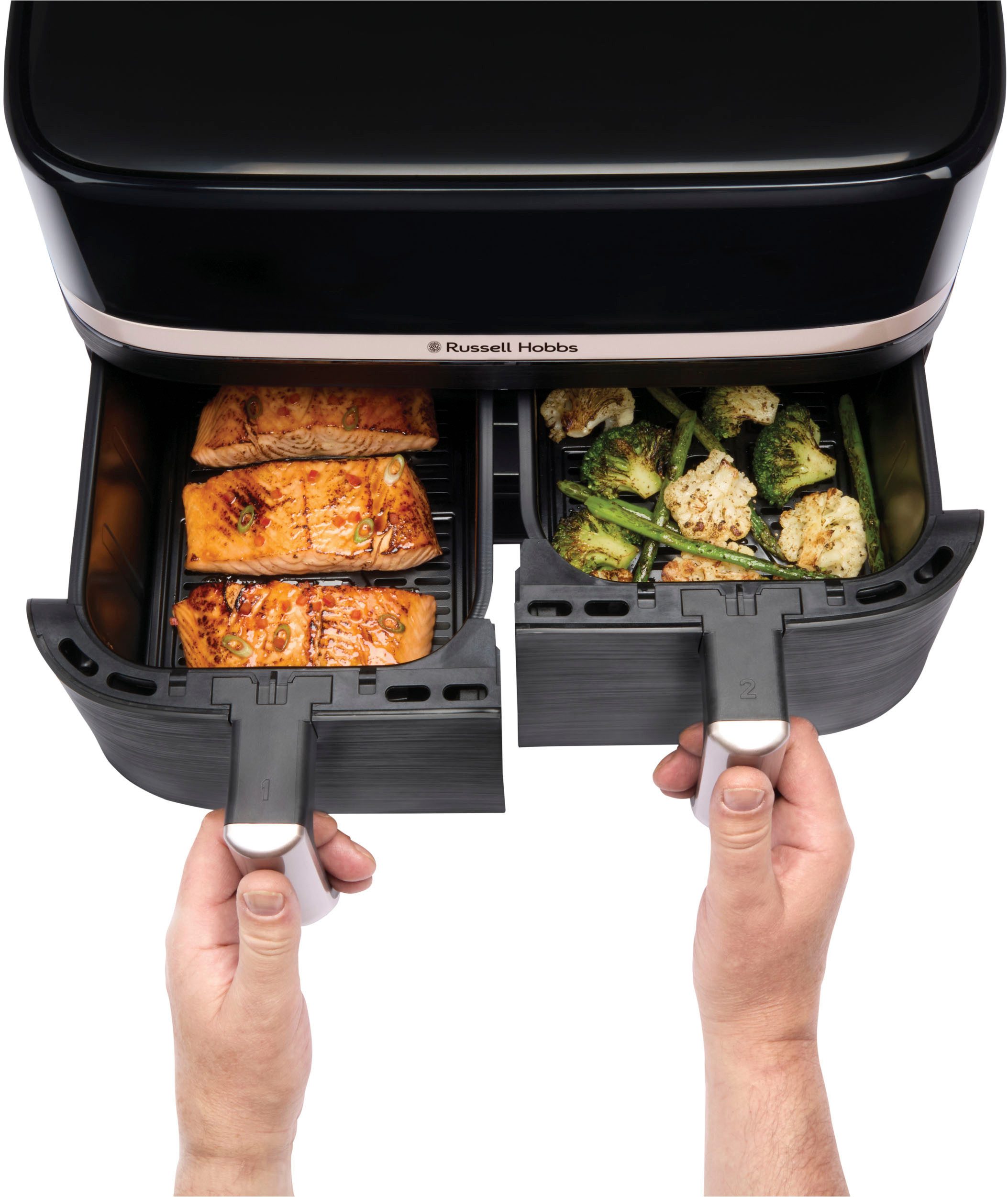 RUSSELL HOBBS Heißluftfritteuse 27680-56 s SatisFry TM Dual basket, 2800 W, Airfryer–wenig oder kein Öl erforderlich, 9 Programme, 9 L – Bild 5 von 5