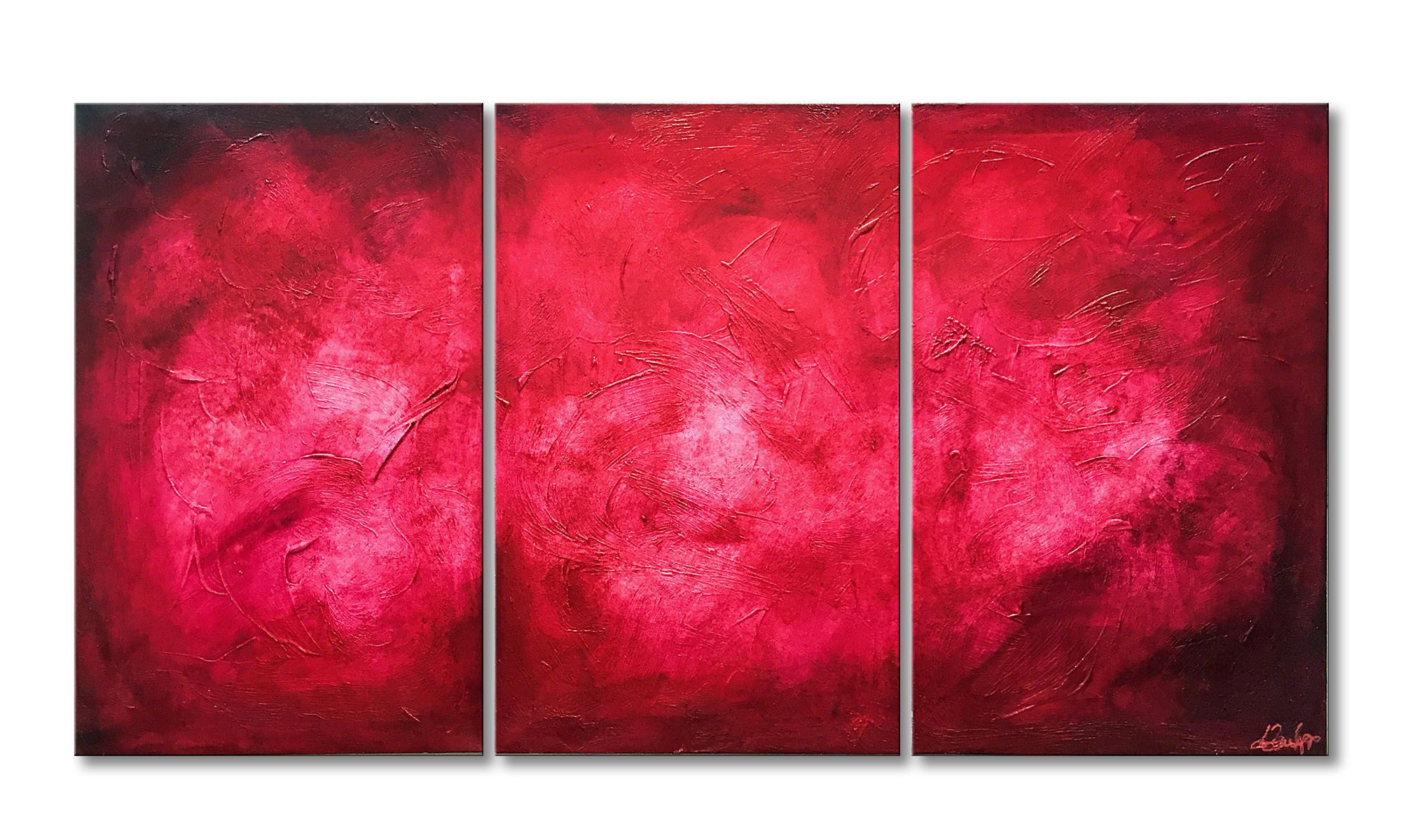 WandbilderXXL Gemälde Deep Red 150 x 80 cm, Abstraktes Gemälde, handgemaltes Unikat