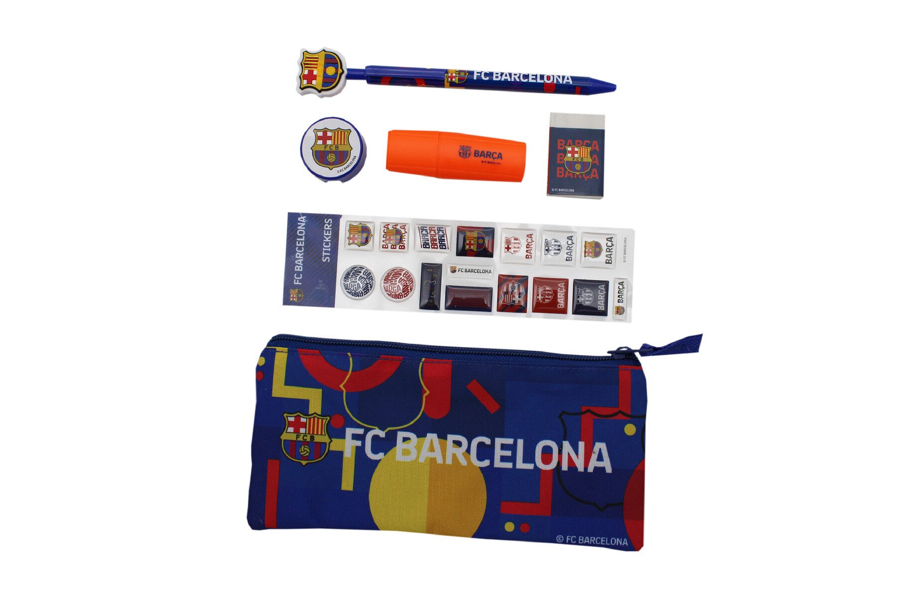 FC Barcelona Federmäppchen - Schreibset mit Federmäppchen, Stift, Bleistift und Aufklebern, (1-tlg) – Bild 5 von 5