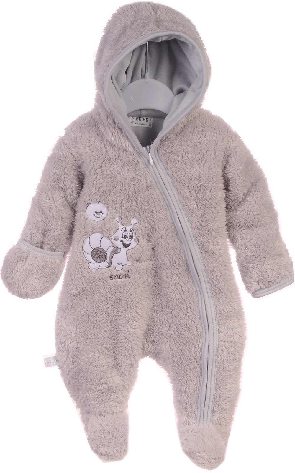 La Bortini fleece overall baby overall stroller suit transition overall in grey with snail very soft and warm 44 50 56 62 68 74