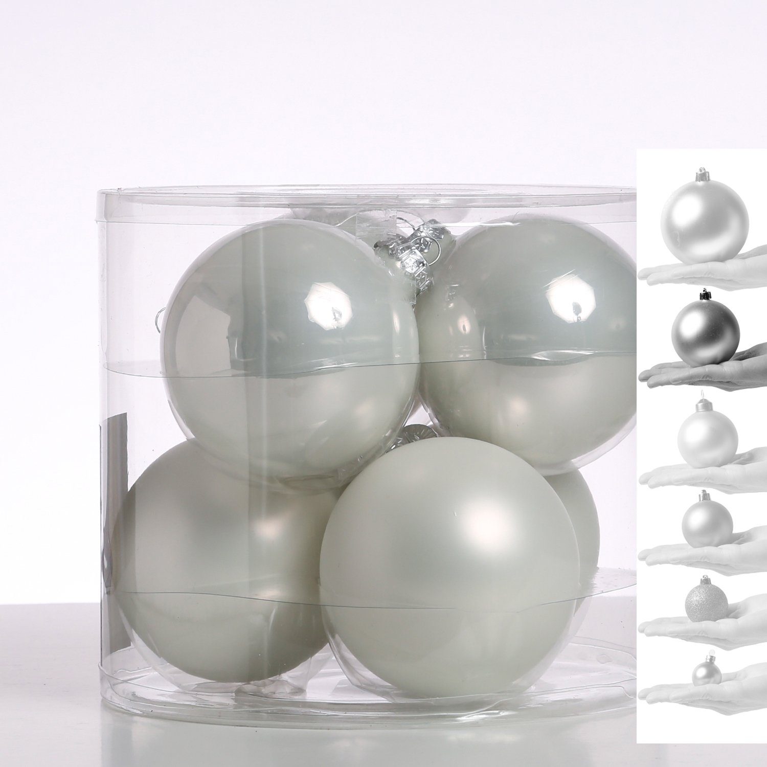 MARELIDA Weihnachtsbaumkugel Christbaumkugeln Weihnachtskugeln Glas 8cm glänzend matt weiß 6 Stück (6 St)