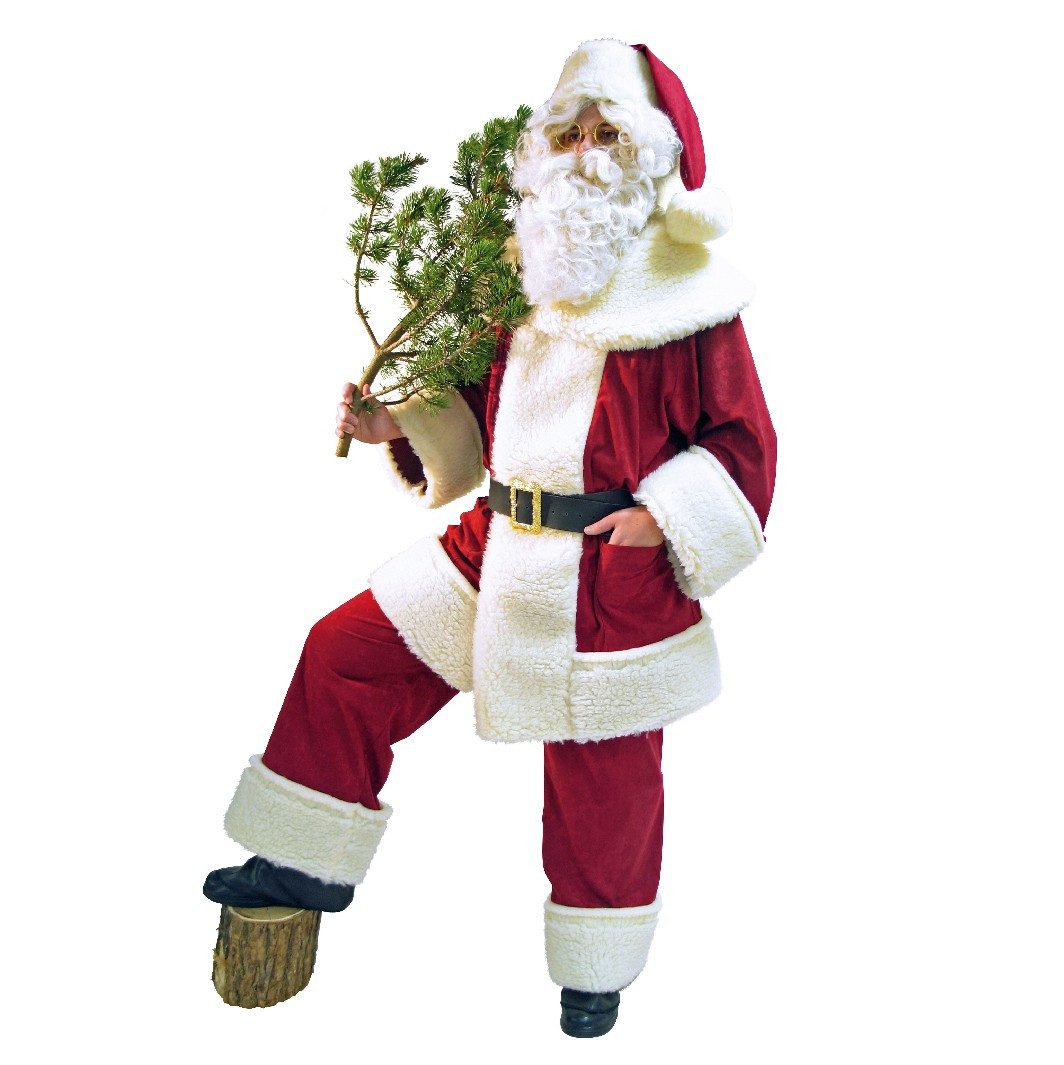 Festartikel Müller GmbH Kostüm Dunkelroter Santa-Anzug mit Plüschbesatz