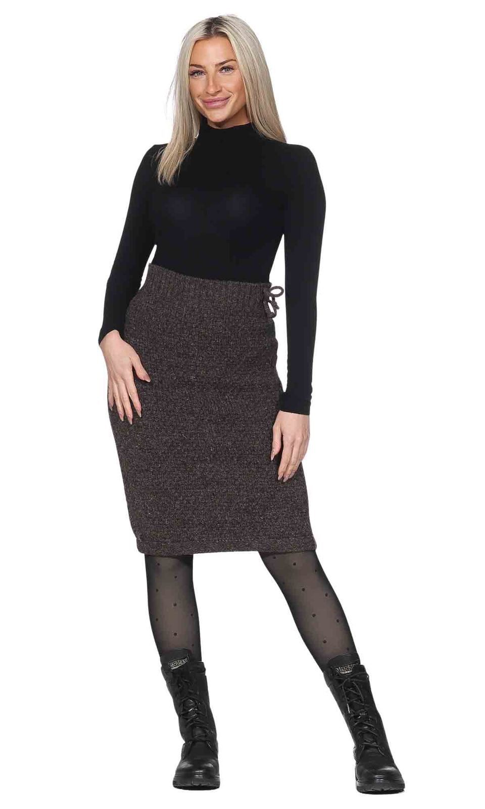 KUNST UND MAGIE Strickrock Langer Rock Klassischer Boho Strickrock Winter Wolle