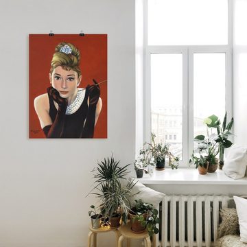 Artland Wandbild Audrey Hepburn Porträt, Stars (1 St), als Alubild, Outdoorbild, Leinwandbild, Poster, Wandaufkleber
