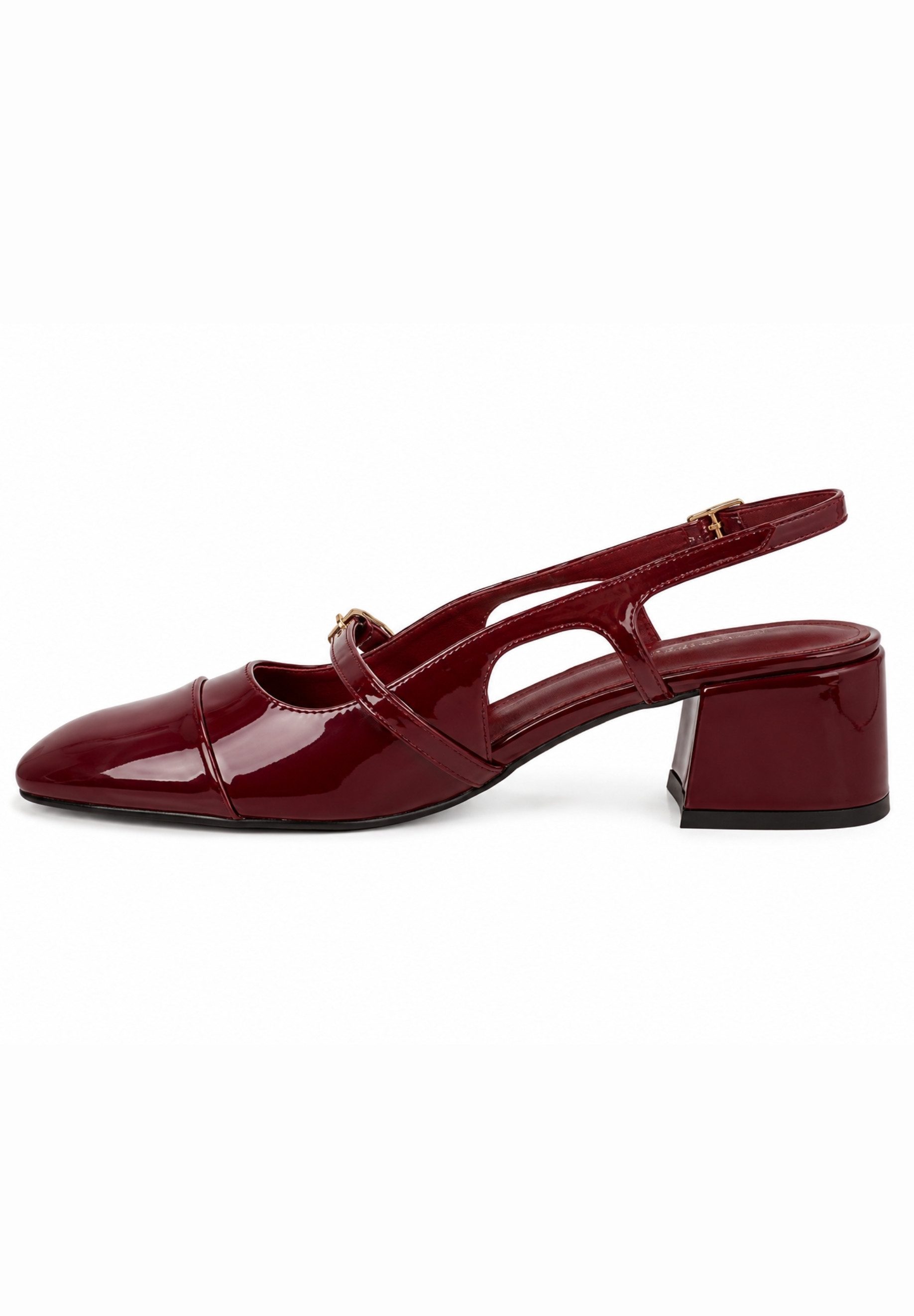 Day Vine Damen Slingback Pumps mit Riemchen, Lackoptik und Blockabsatz Pumps