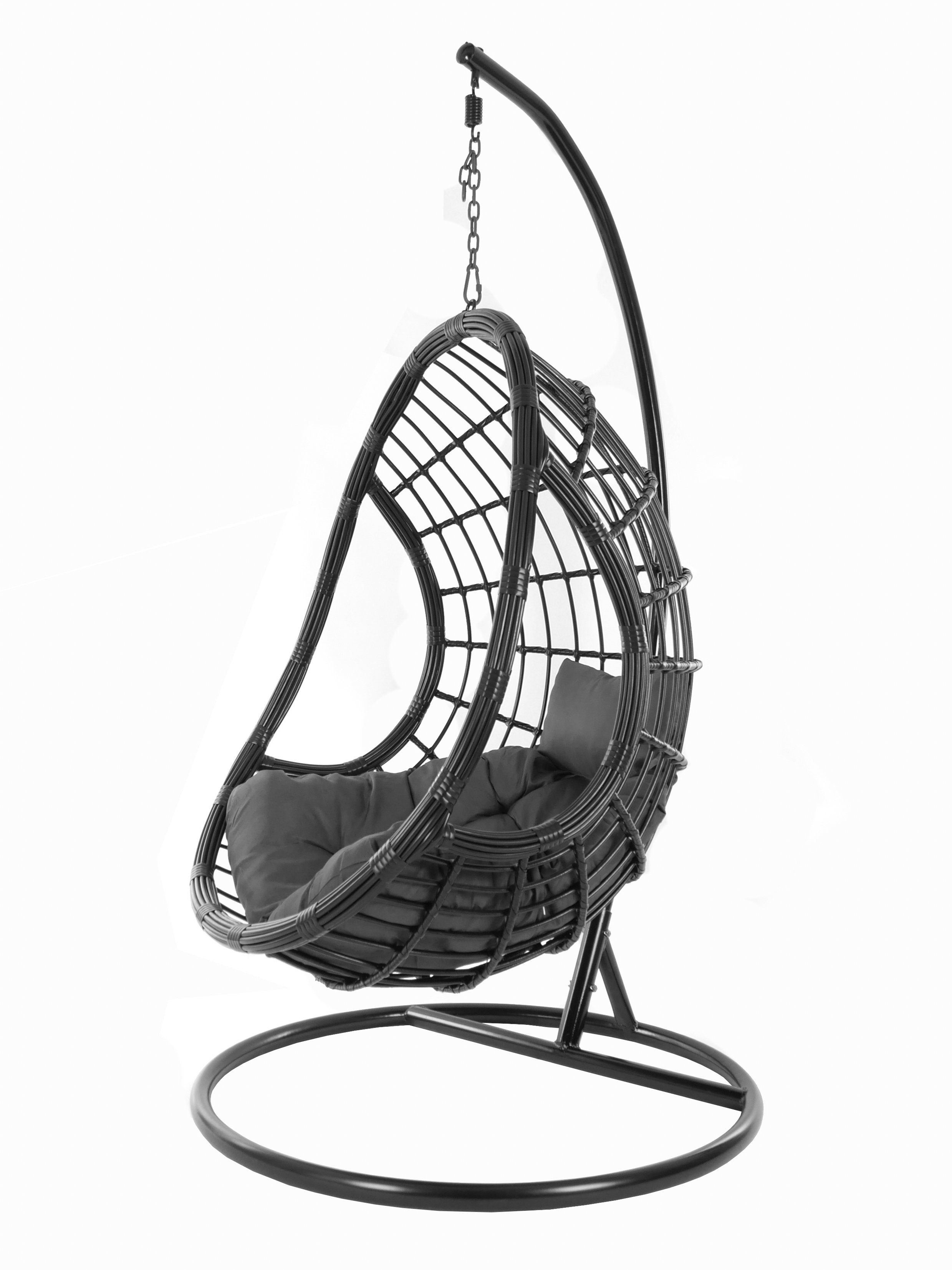 KIDEO Hängesessel PALMANOVA black, Swing Chair, schwarz, Loungemöbel, Hängesessel mit Gestell und Kissen, Schwebesessel, edles Design dunkelgrau (8999 shadow)