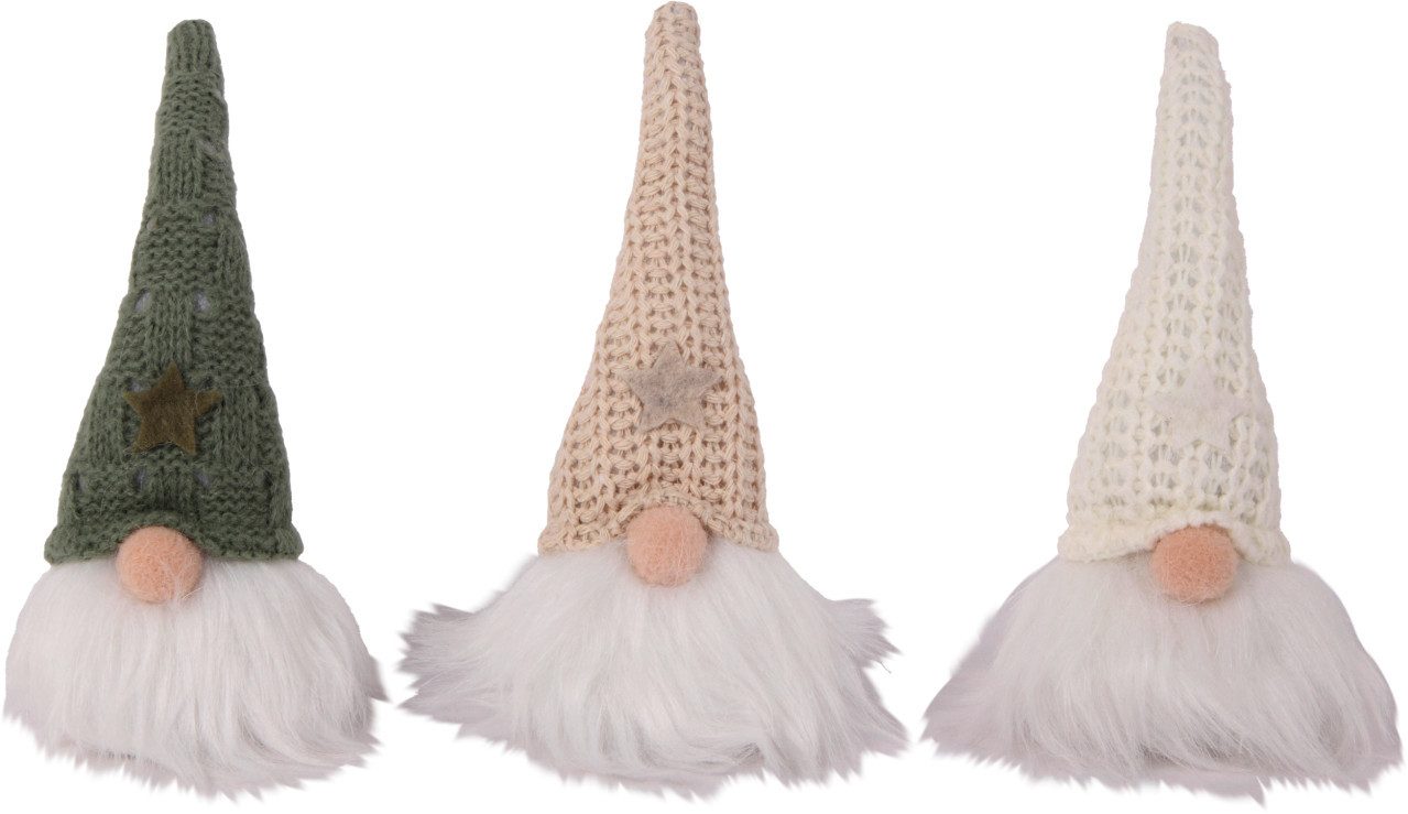 Trend Line Weihnachtsfigur Dekofigur Zwerg 19 x 7 cm grün beige weiß 3-fach günstig online kaufen
