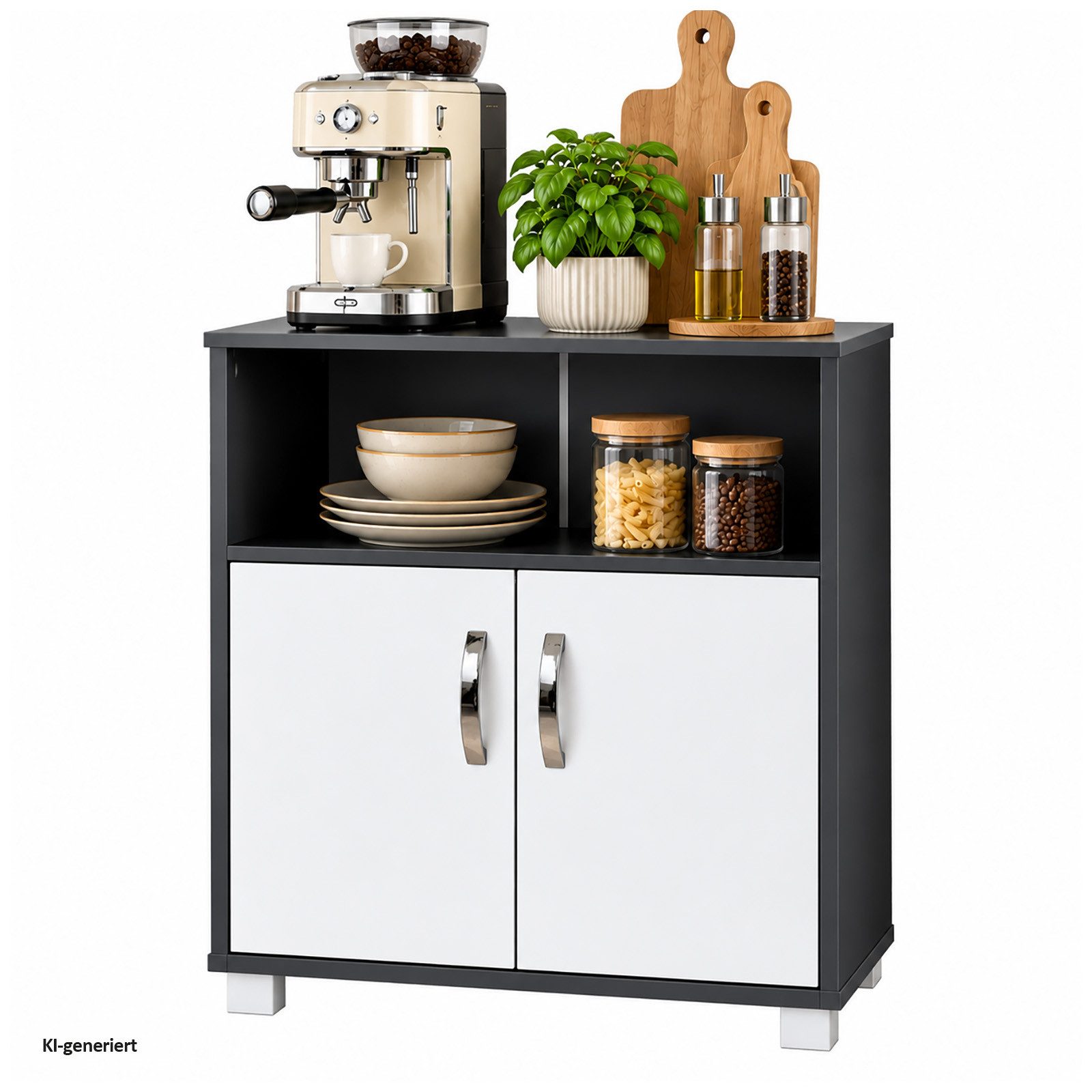 HTI-Living Hochschrank Küchenschrank Grau/Weiß Blanca (Stück, 1-St., 1 Schrank) Mehrzweckschrank Anrichte