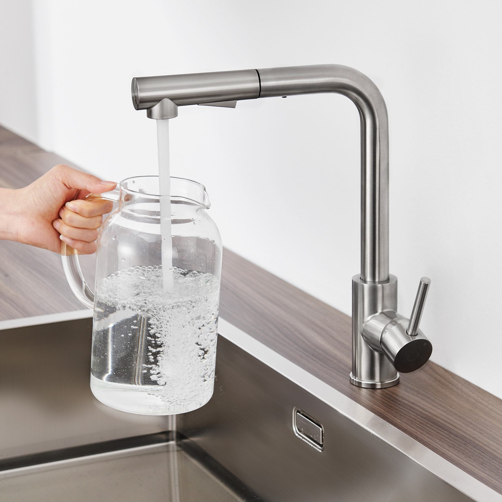 Thumbnail - Auralum Max Küchenarmatur Niederdruck Wasserhahn Ausziehbar Spültischarmatur Mischbatterie 360° mit Ausziehbar Brause