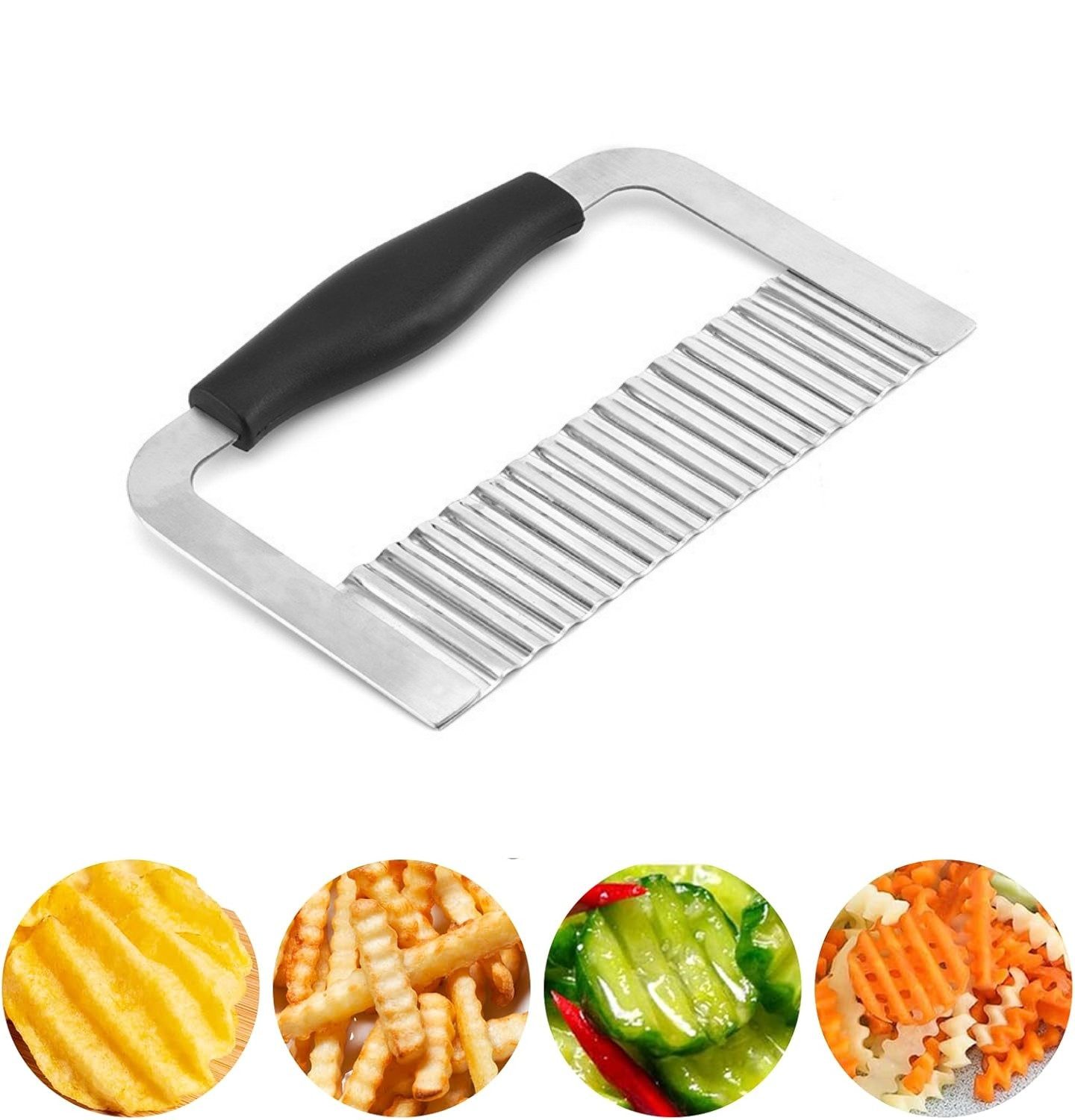 Heyork Pommesschneider Wellenschneider für Pommes Gemüse Obst Edelstahl Spülmaschinenfest