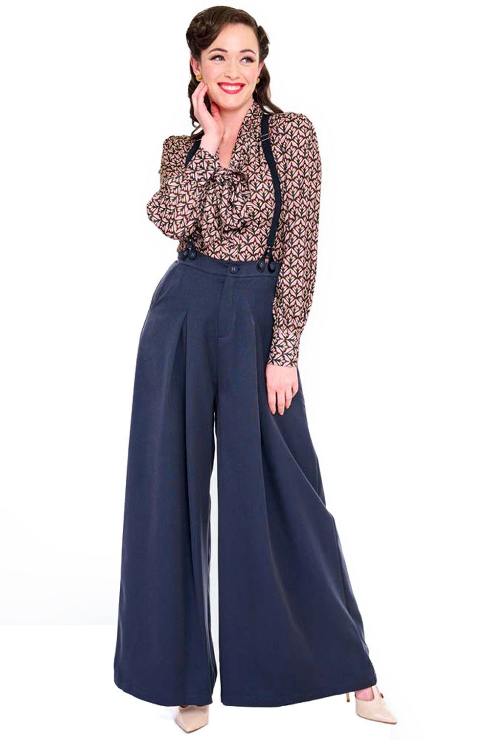 Voodoo Vixen Marlene-Hose Navy Wide Leg günstig online kaufen