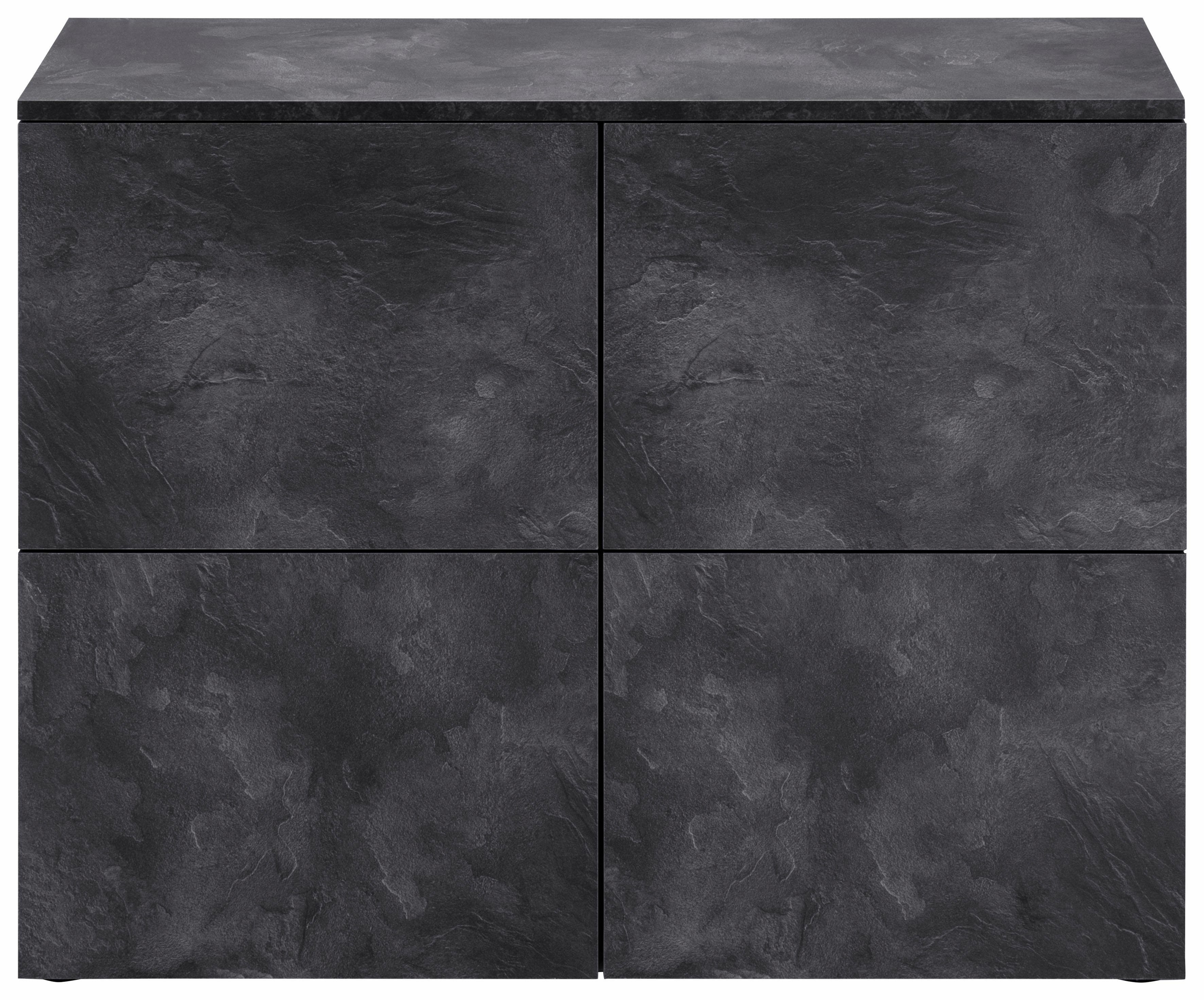 borchardt Möbel Kommode Rova, Sideboard mit 4 Türen, Breite 93 cm, 4-türig, Kommode mit viel Stauraum, schieferfarben