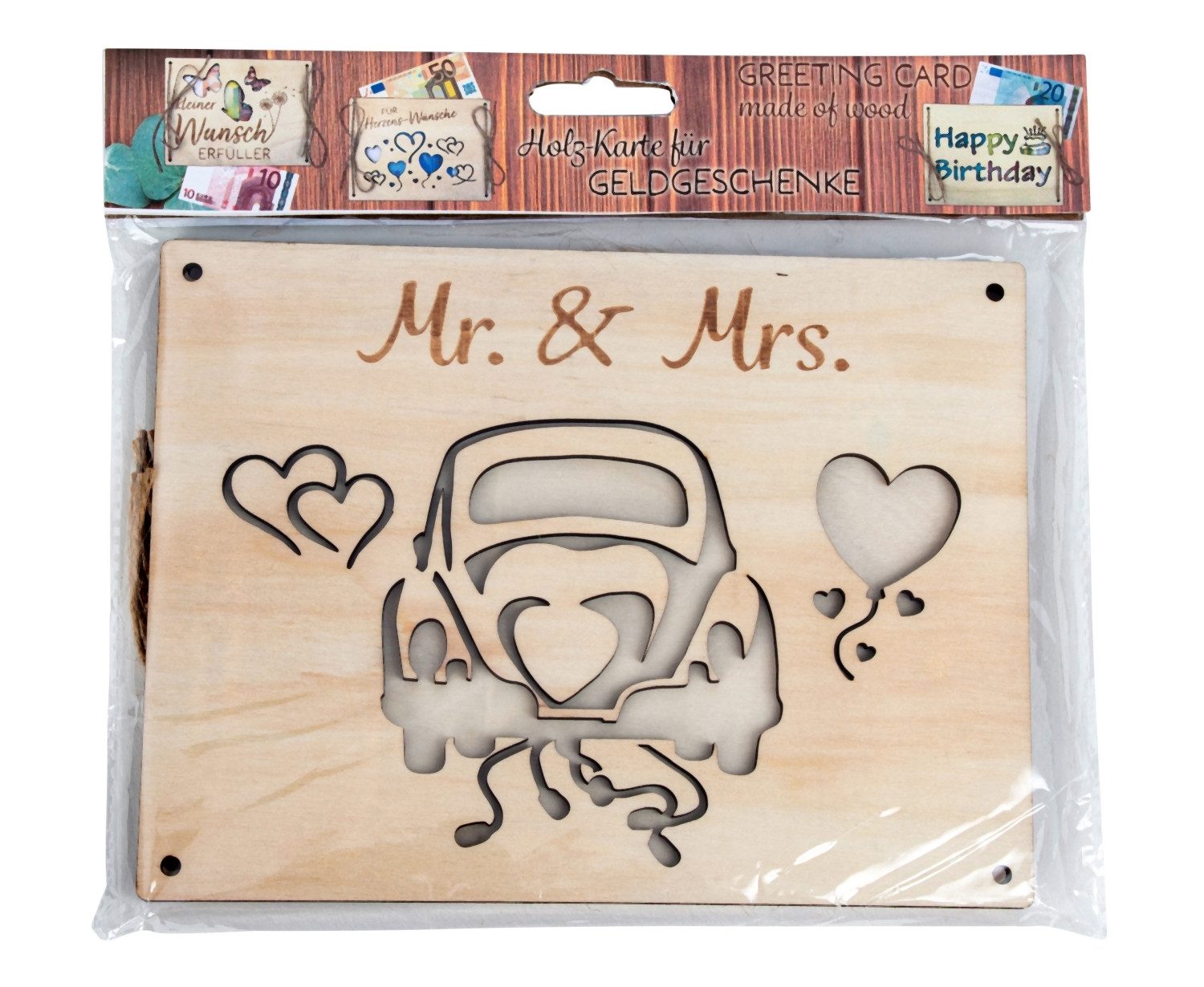 Mel-O-Design Glückwunschkarte Geschenkkarte aus Holz für Geldgeschenke, Geburtstag, Hochzeit, Weihnachten, Jubiläum, Verlobung, Taufe