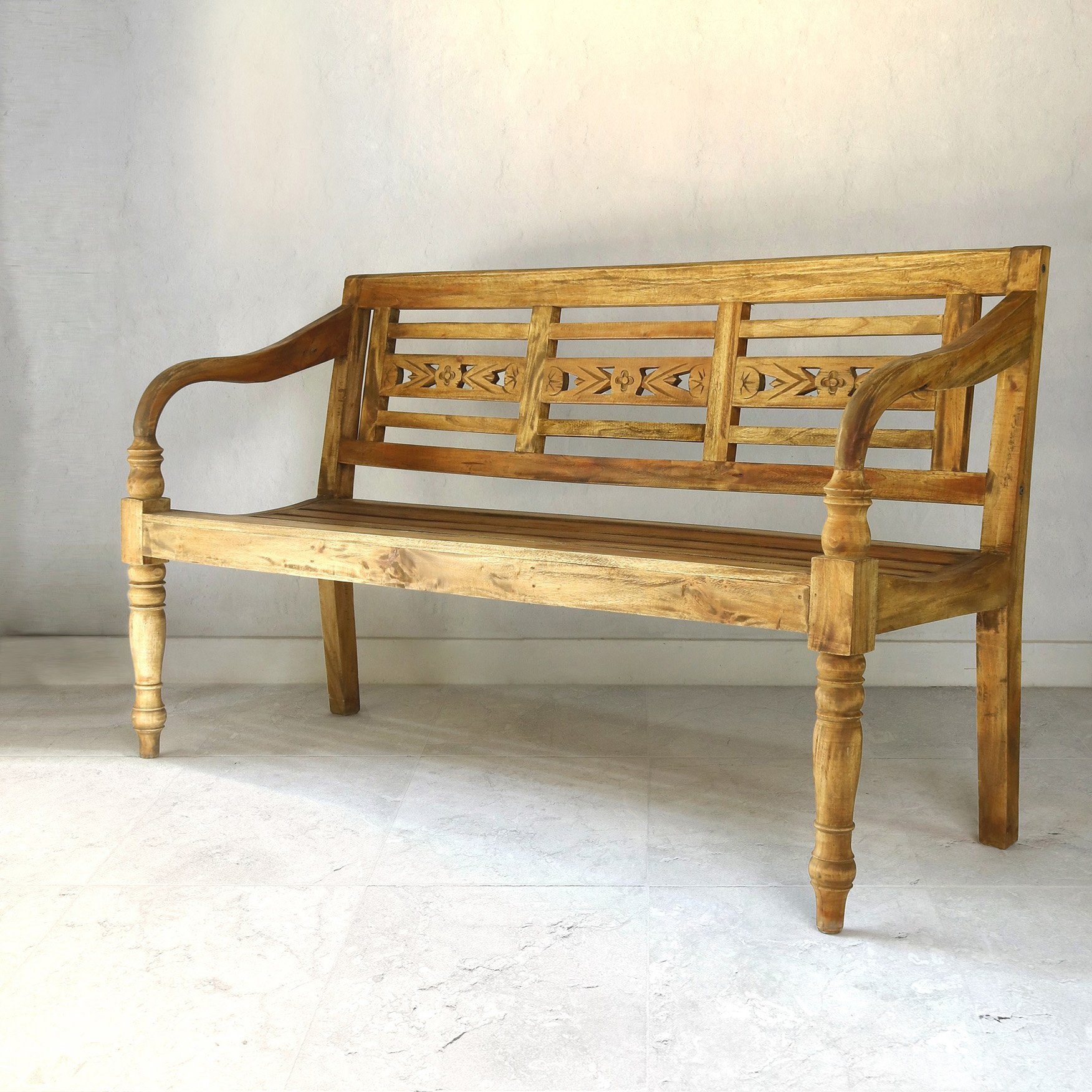 More2Home Sitzbank 3-sitzig William, Mahagoni-Holz antik natur, 150 cm