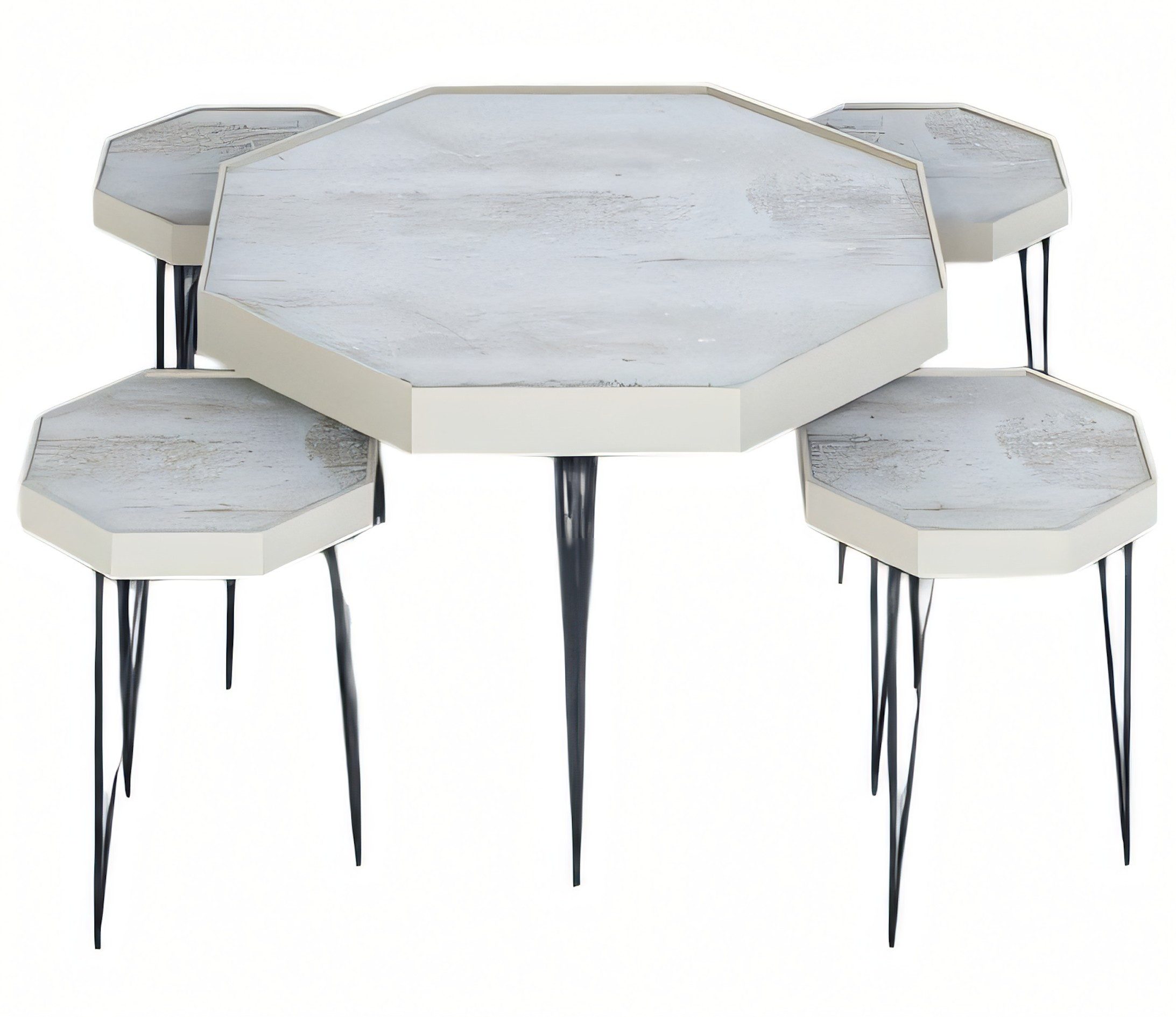 Xlmoebel Couchtisch XLMOEBEL weißer Holztisch mit achteckiger Form und stilvollem Design, Made in Europa