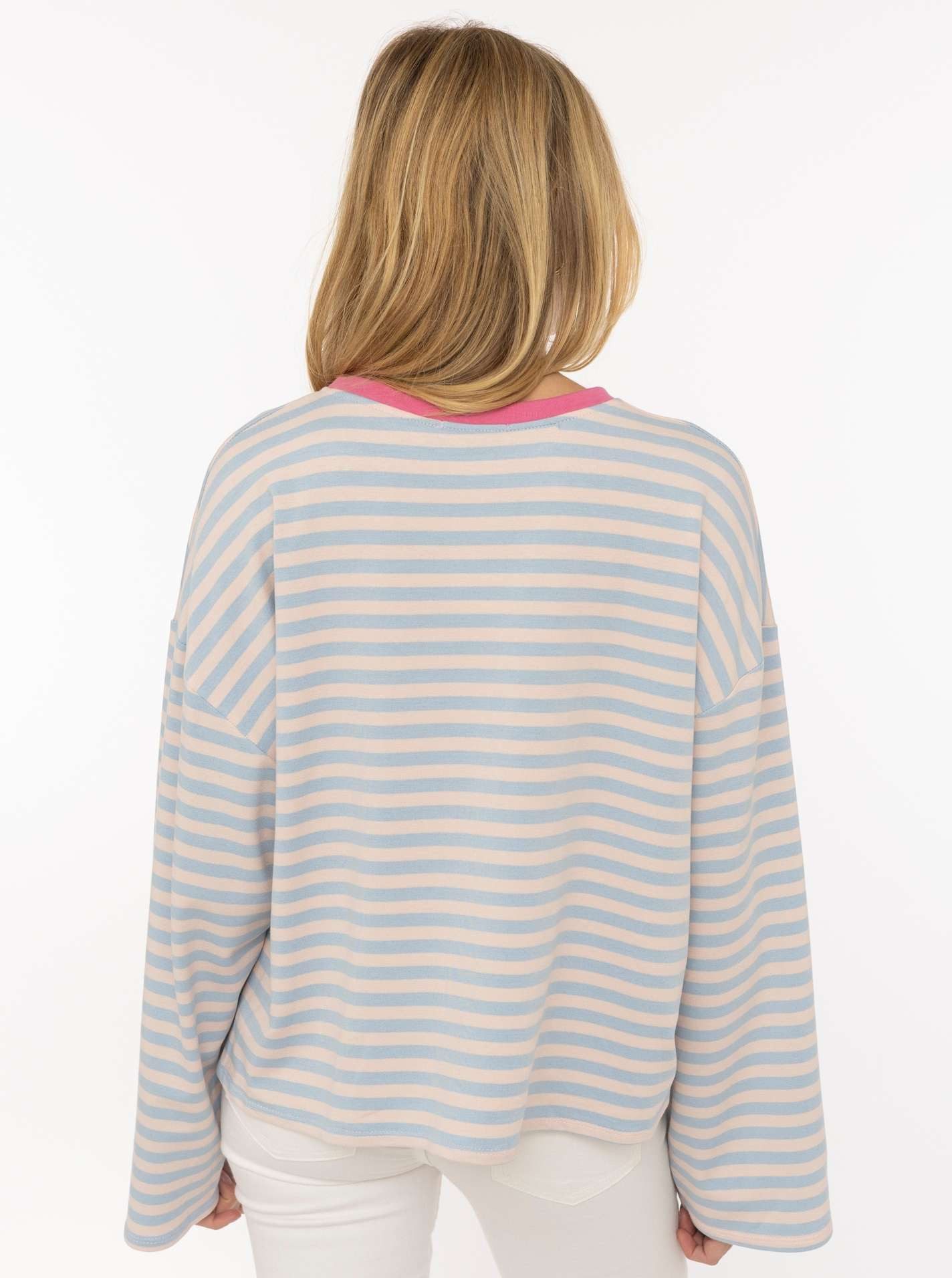 Zwillingsherz Sweatshirt "Perfectly Imperfect" oversize, Streifenmuster, Patch, weite Ärmel, Rundhals