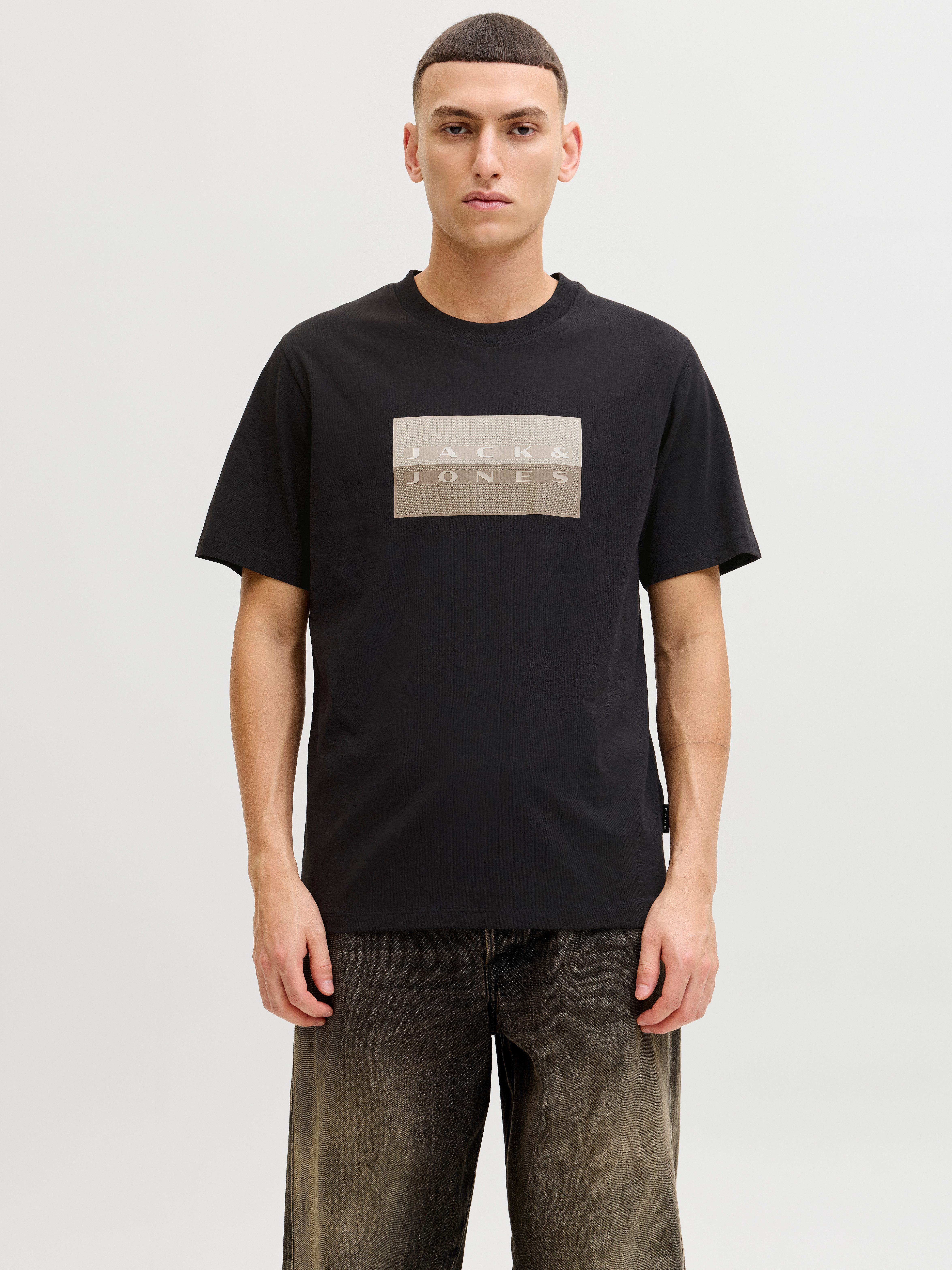Jack & Jones Kurzarmshirt JCOFUSION DOTS PRINT TEE SS CREW SN Baumwolle, re günstig online kaufen